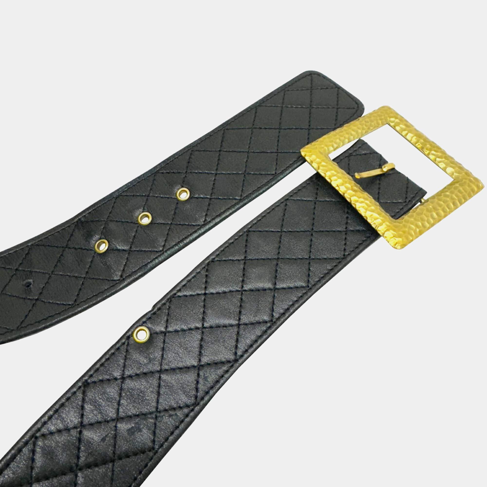 Pre Owned Chanel Ramsun Black Matelasse Coco Mark Belt Bag