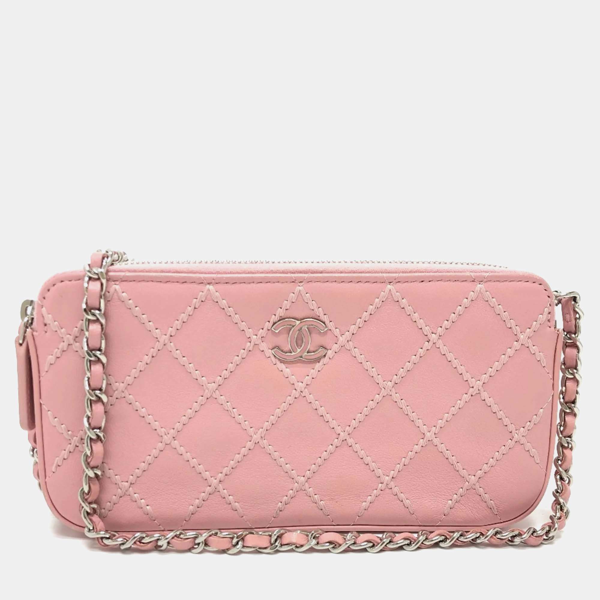Chanel Pink CC Mark Chain Wallet Long Wallet