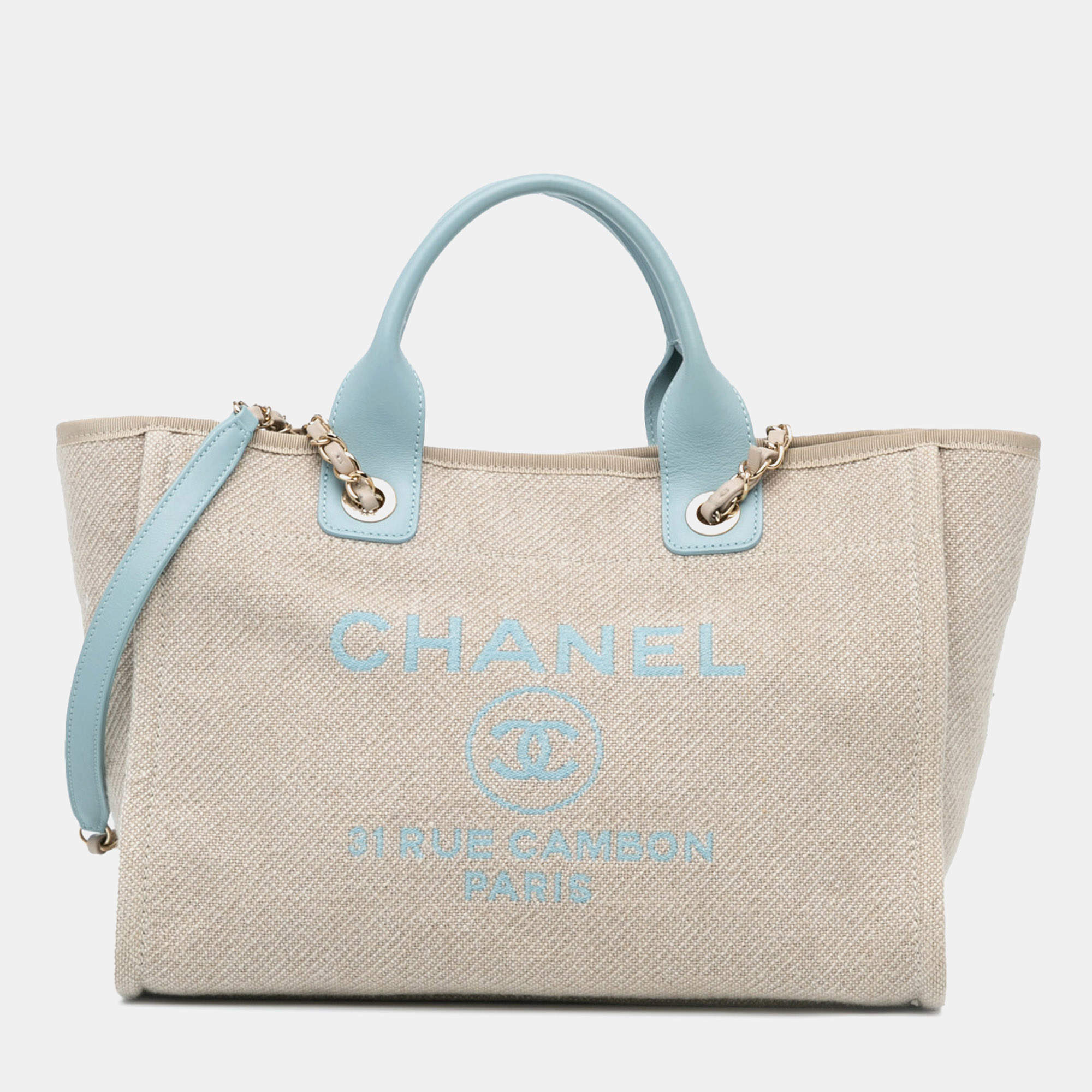 Pre Owned Chanel Small Canvas Deauville Satchel Bag