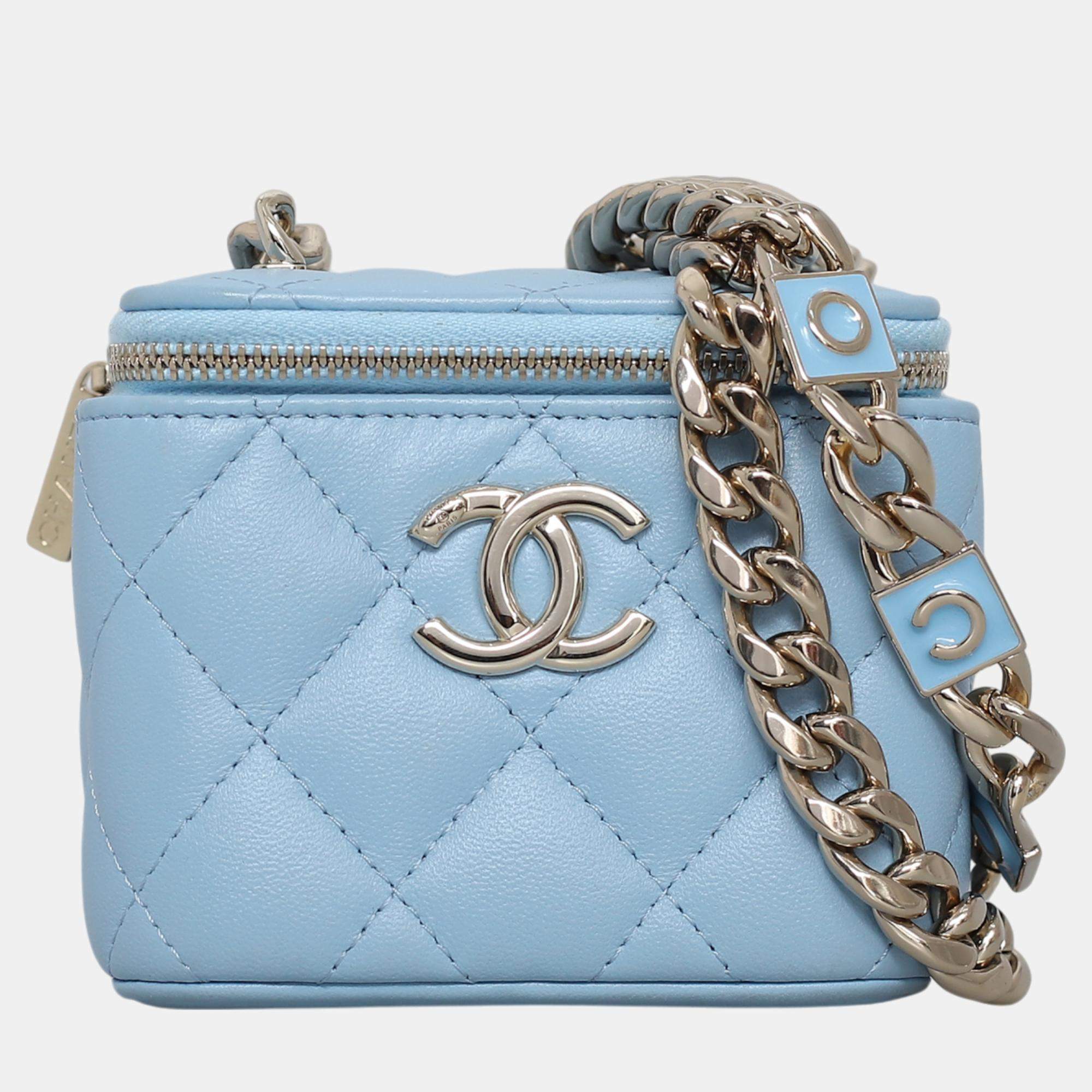 Chanel vanity case blue sale