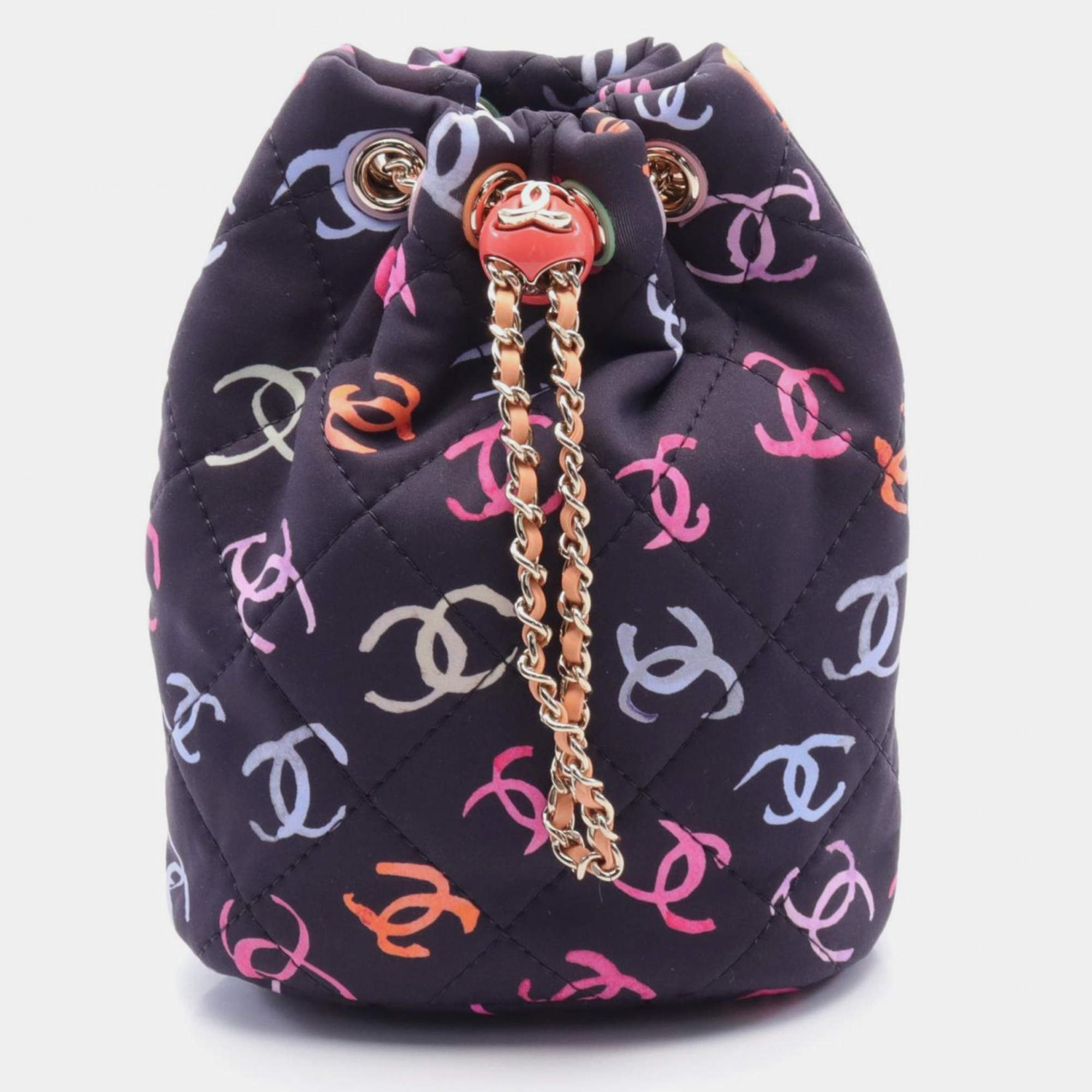 Chanel Navy Multicolor Canvas Coco Mark Rucksack Backpack