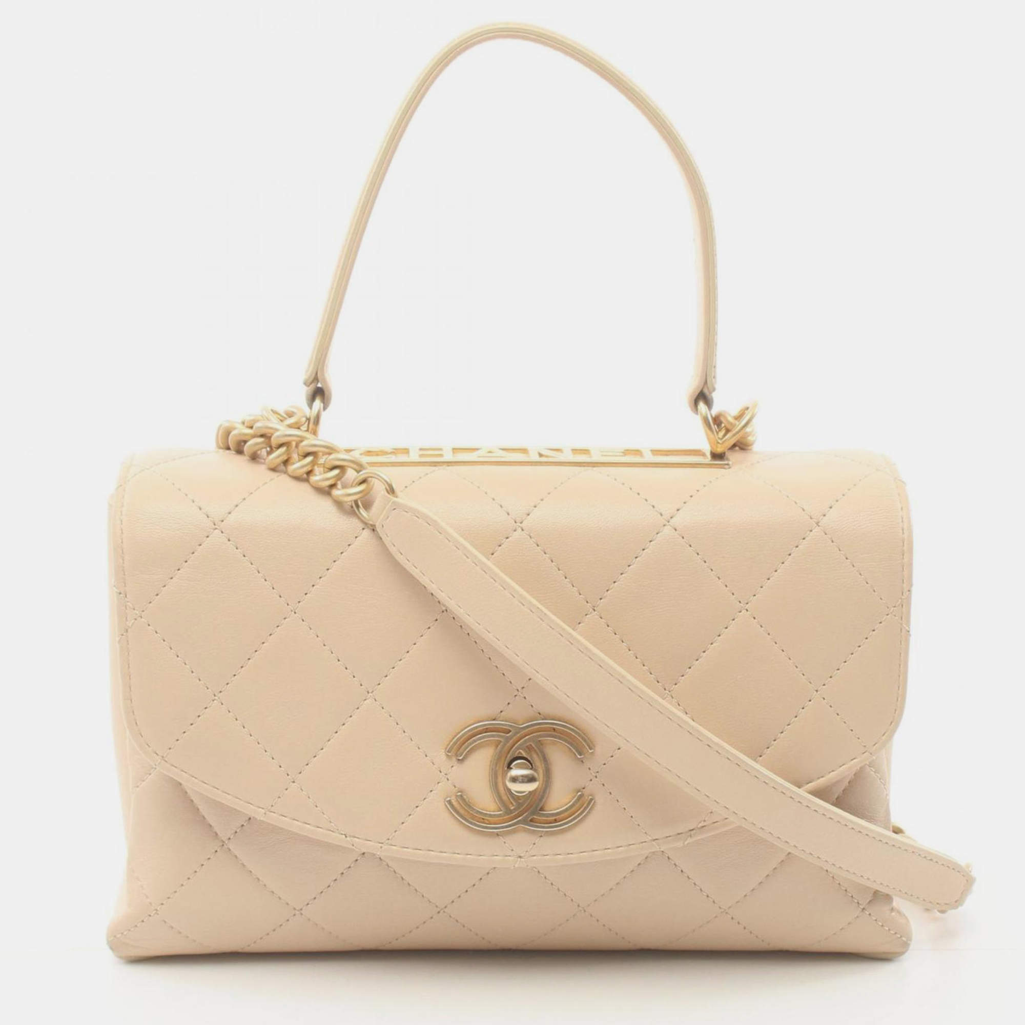 Chanel Beige Lambskin Matelasse Handbag