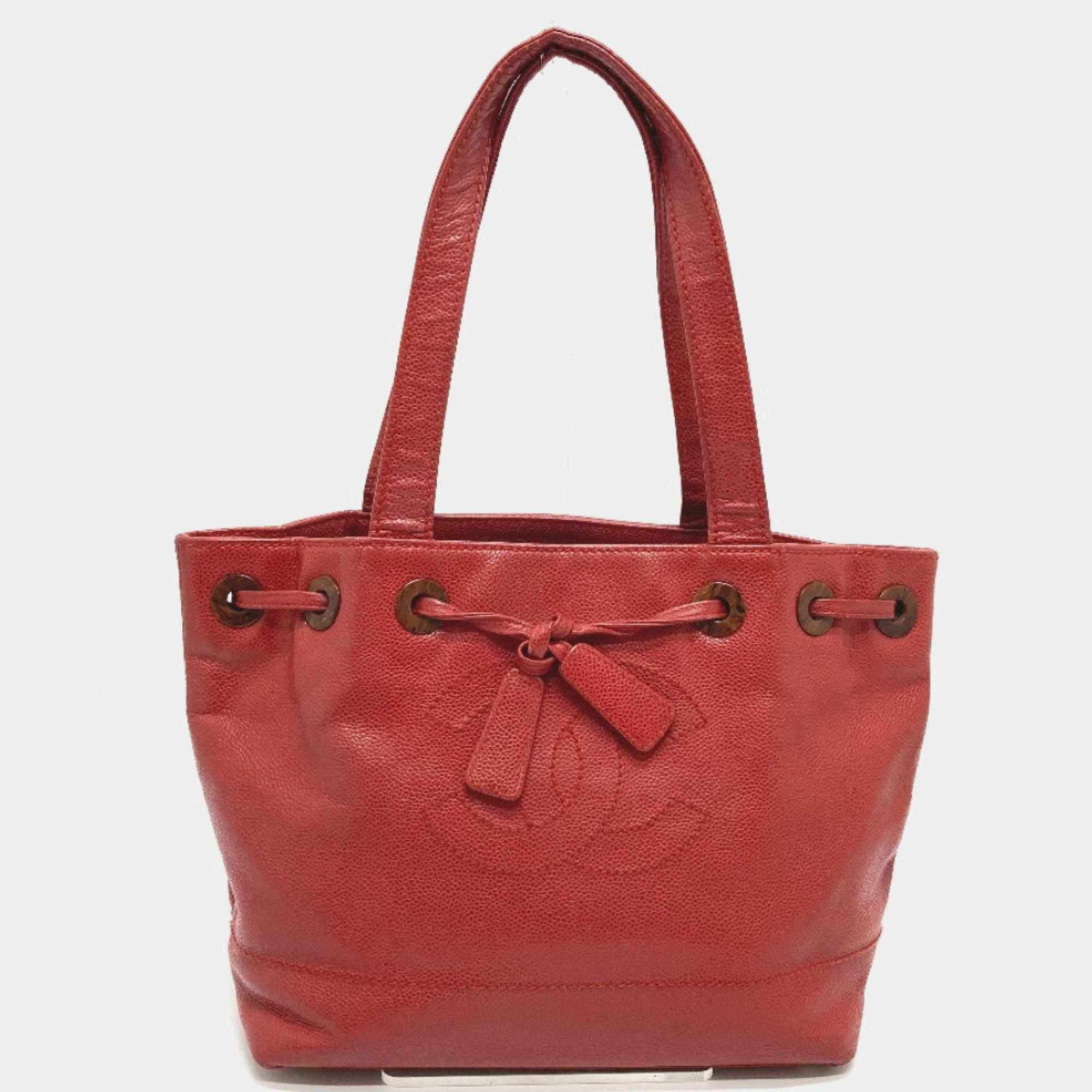 Chanel Red Cc Mark Bag Vintage Tote Bag