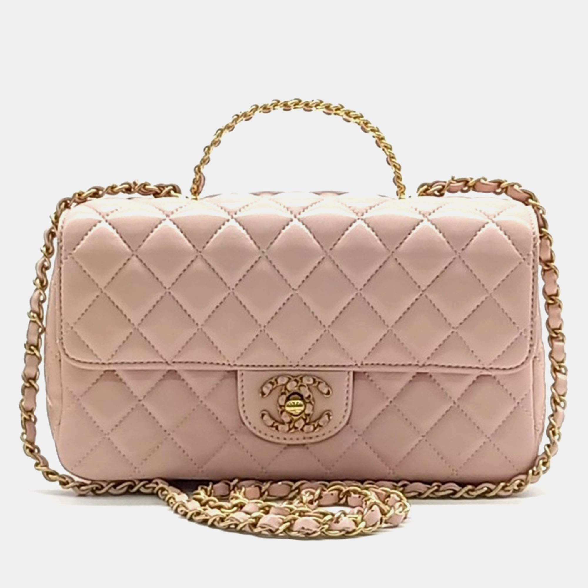 Chanel Lambskin Top Handle Small Flap Bag