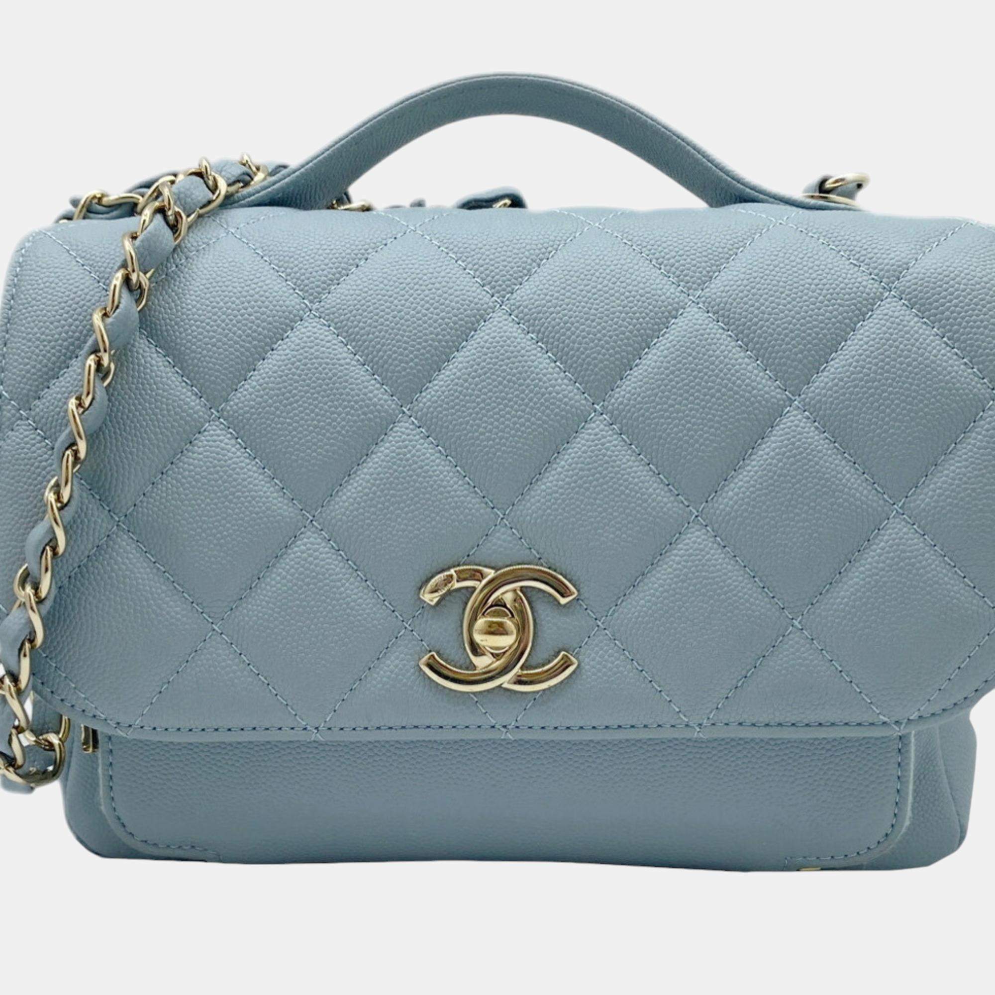 Chanel Blue Champagne Caviar Skin Matelasse Affinity Handbag