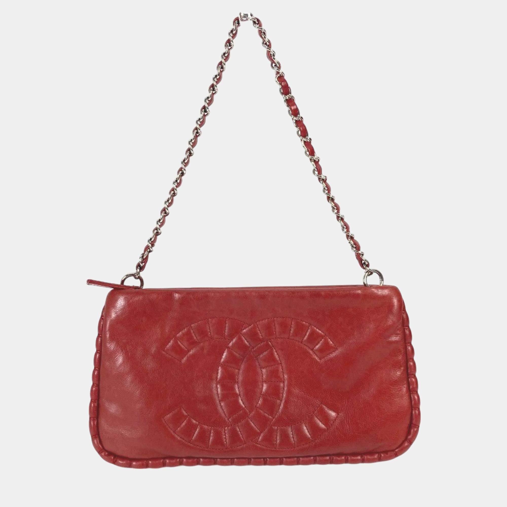 Pre Owned Chanel Red 10A Chain Shoulder Bag