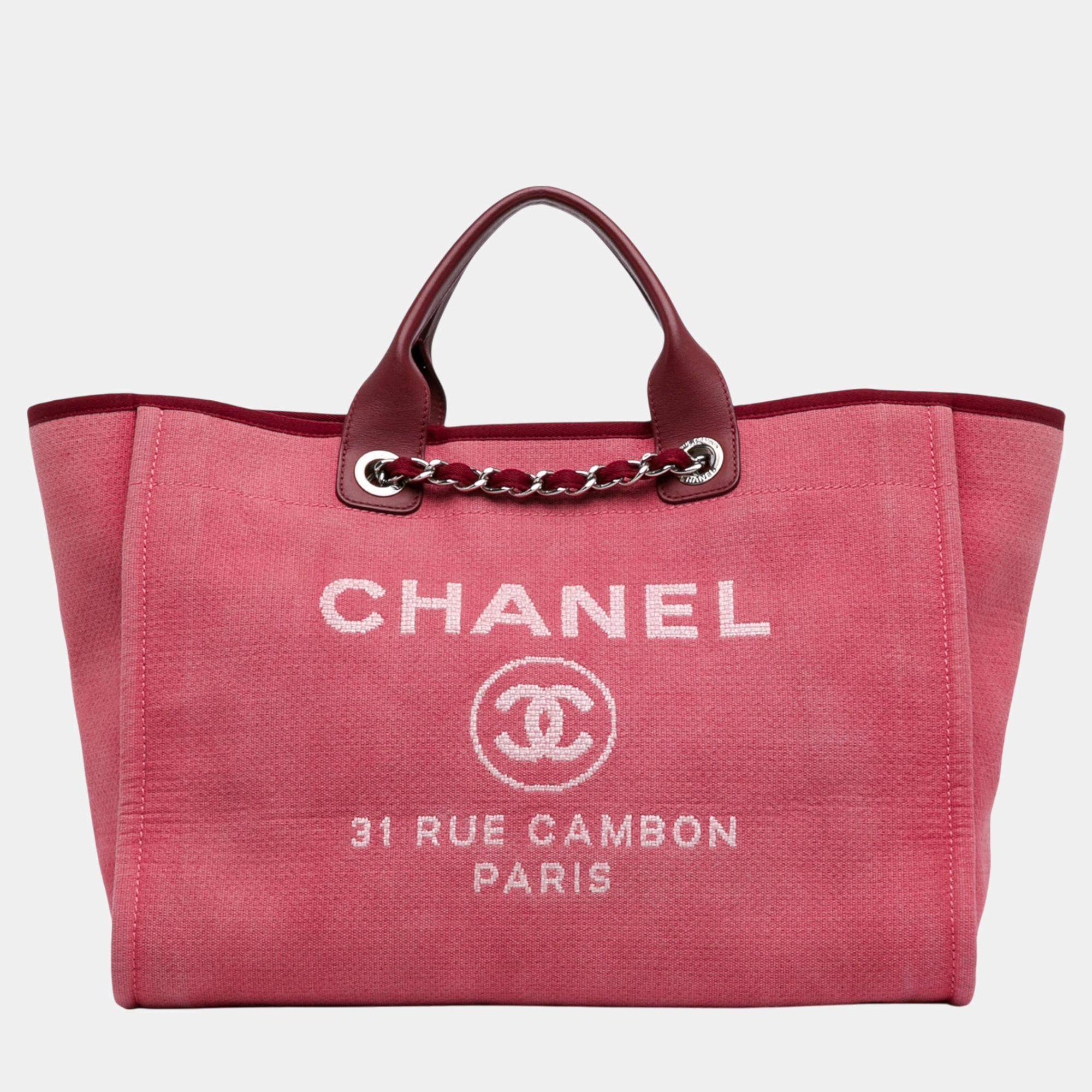 Chanel  Large Canvas Deauville Tote Bag