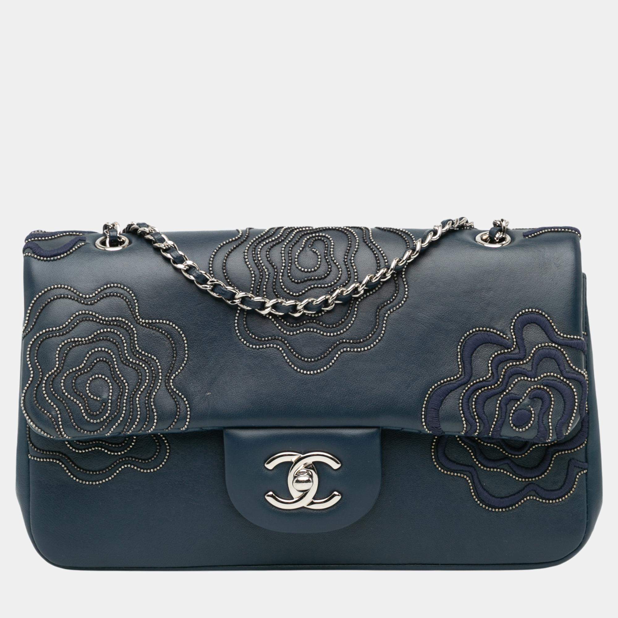 Chanel camellia embroidered lambskin boy chanel small flap bag sale