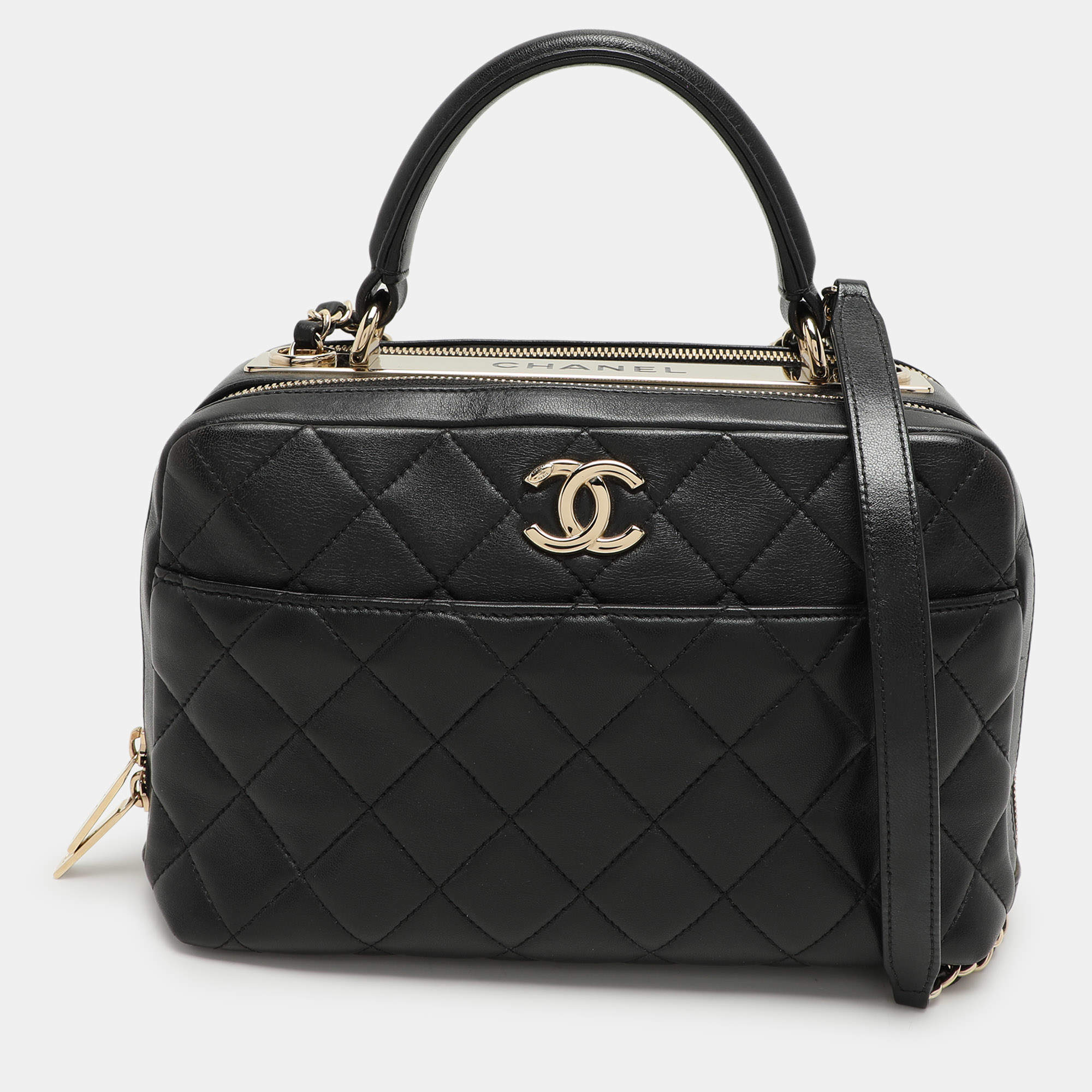 Chanel Black Quilted Leather Medium Trendy CC Bowling Bag