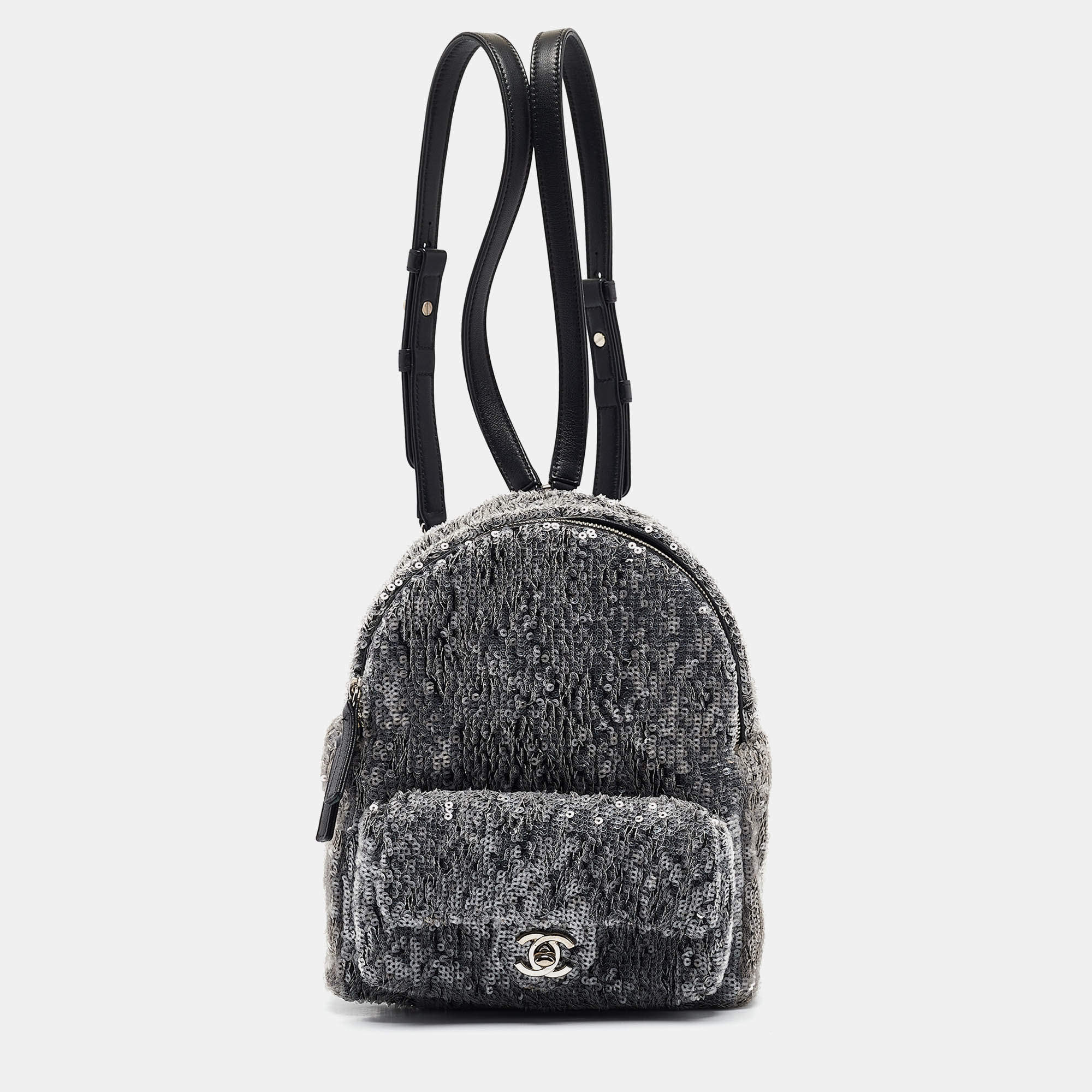 Chanel Ash Grey Sequins Mini Waterfall Backpack