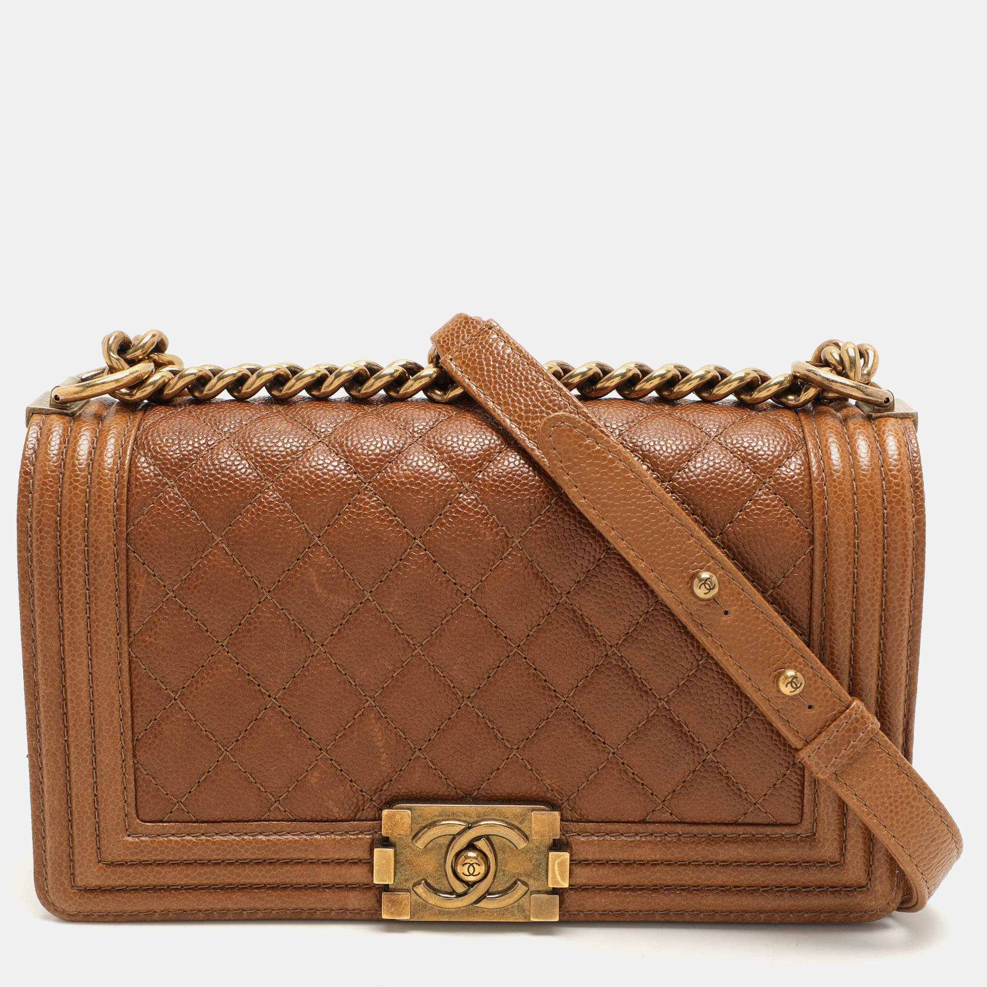 Chanel Brown Quilted Leather Medium Boy Flap Bag