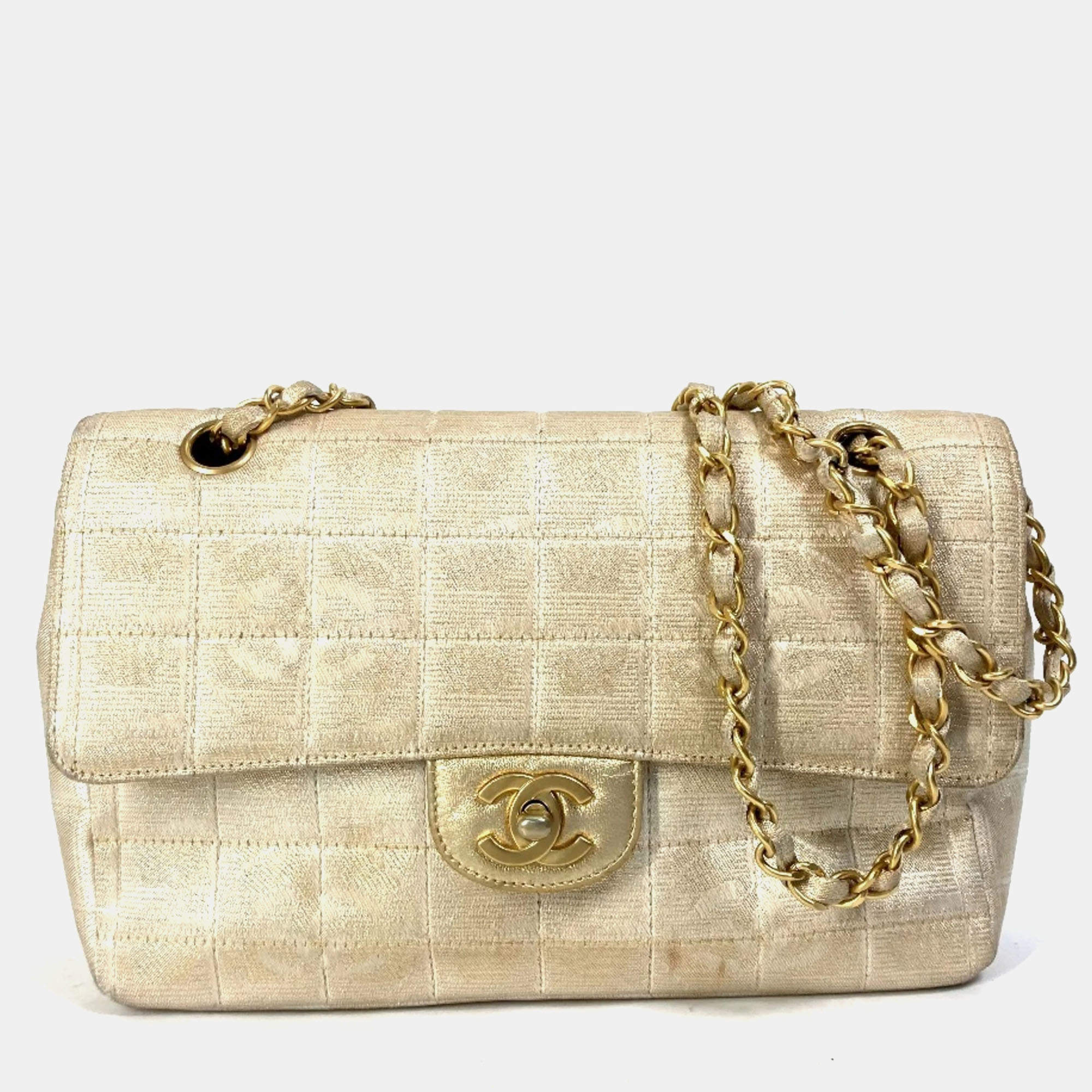 Chanel Beige CC Mark Double Chain Crossbody Bag