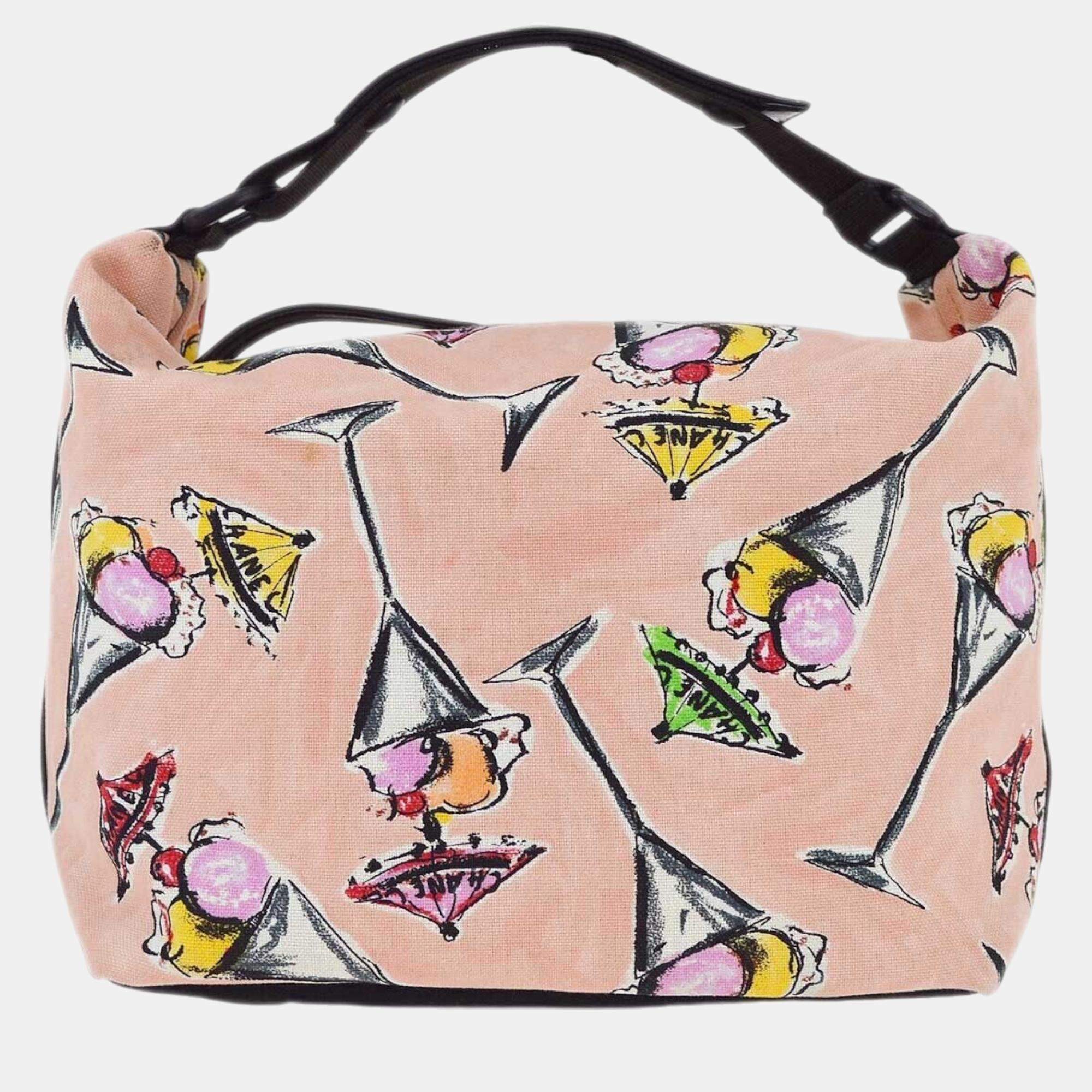 Pre Owned Chanel Pink Parfait Print Handbag