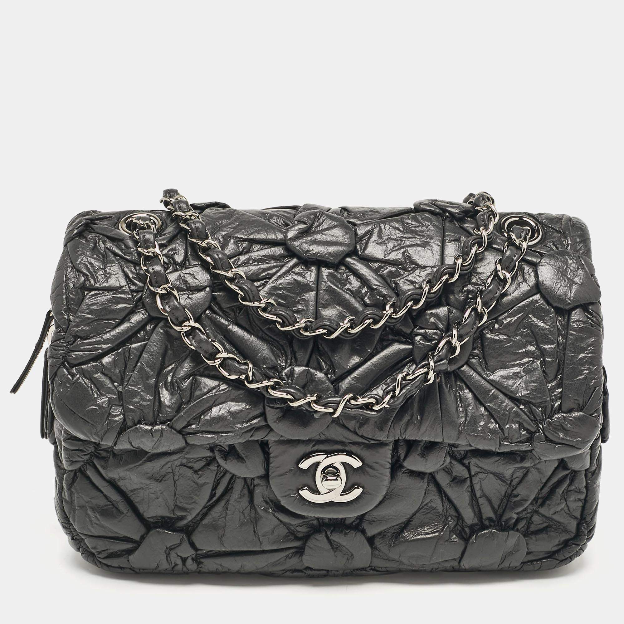 Pre Owned Chanel Black Leather Lemaire Puffed Flap Bag