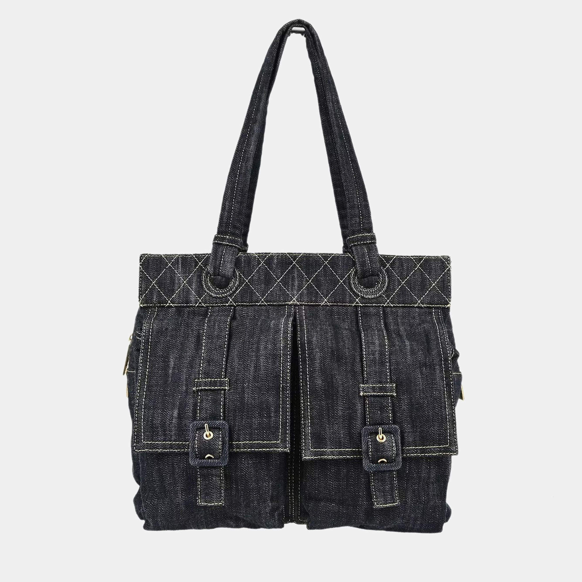 Chanel Blue Denim Tote Handbag