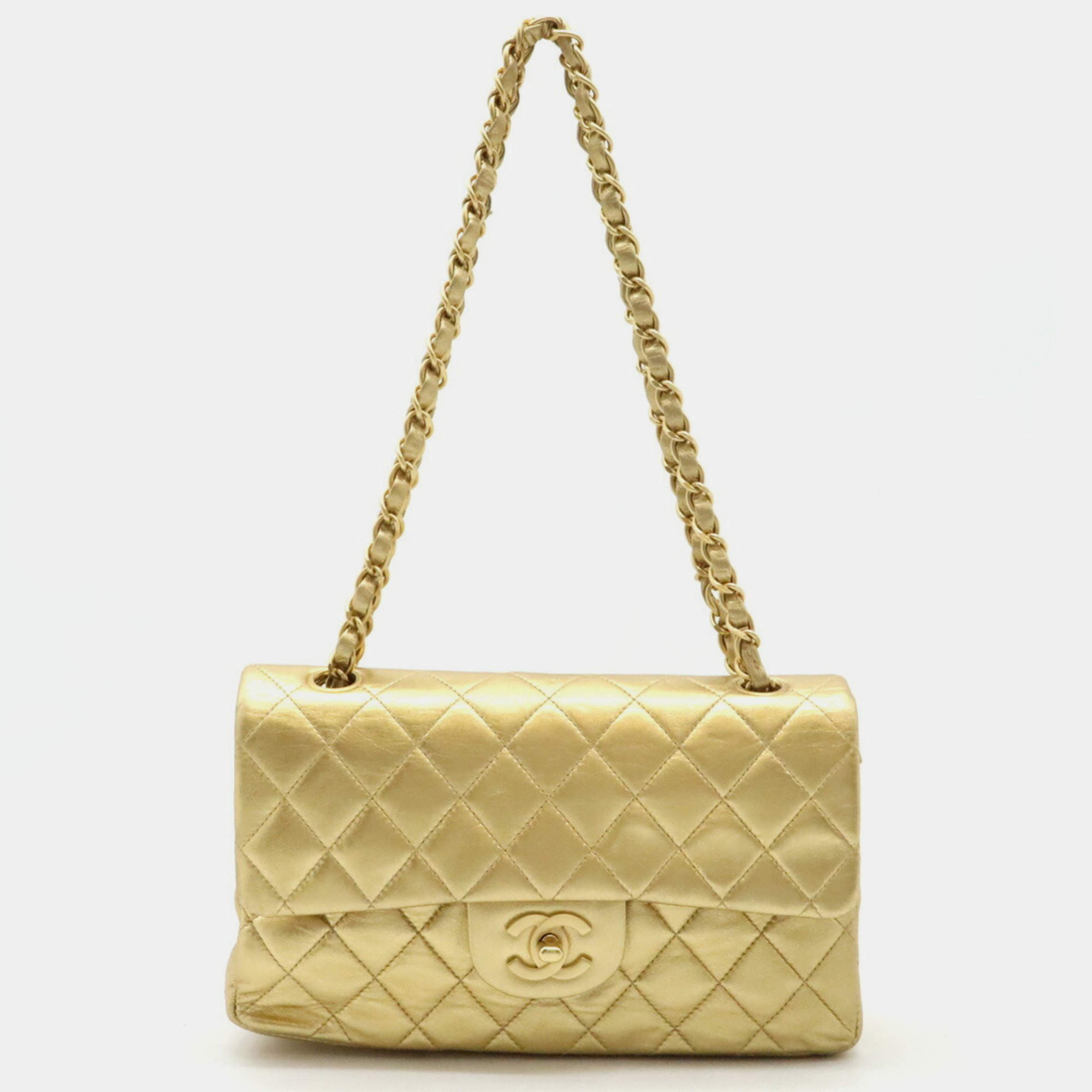 Chanel Leather Gold Matelasse 23 Coco Mark Chain Shoulder Double Bag