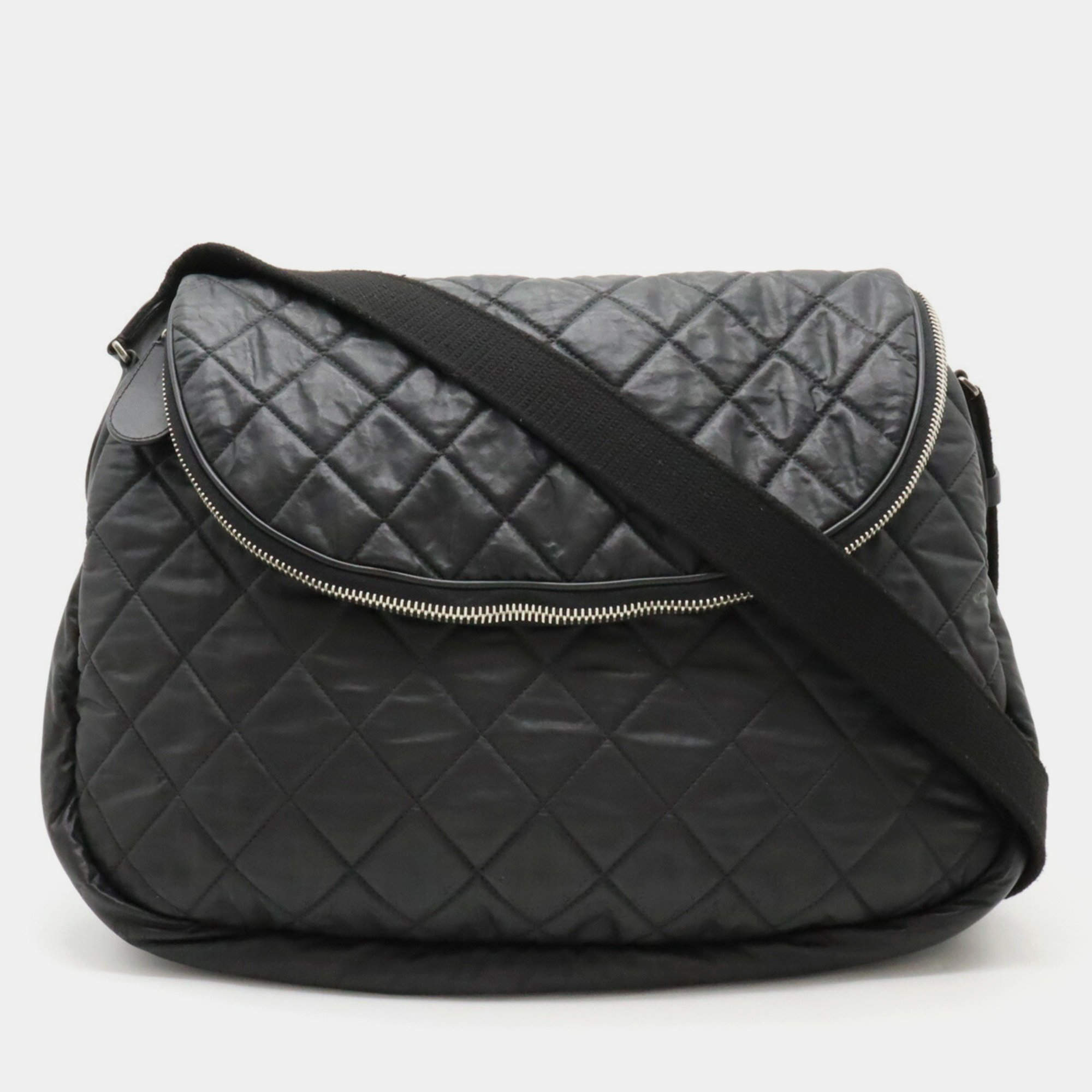 Pre Owned Chanel Quilted Nylon Leather Black Coco Cocoon Shoulder Bag