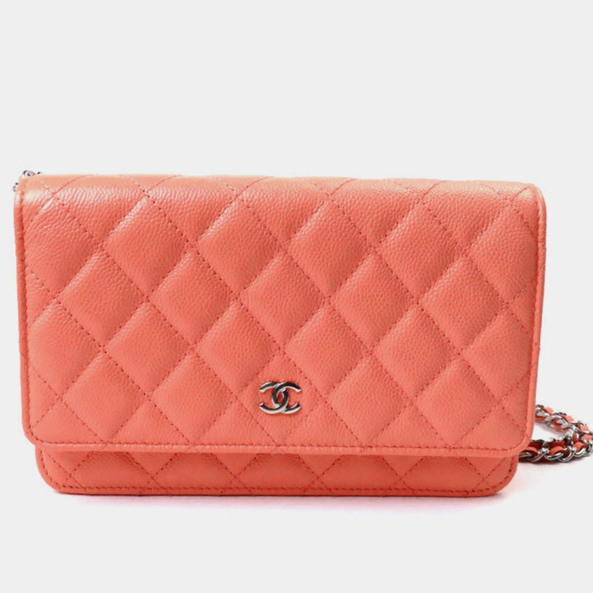 Chanel Salmon Pink Timeless Classic Chain Wallet Shoulder Bag