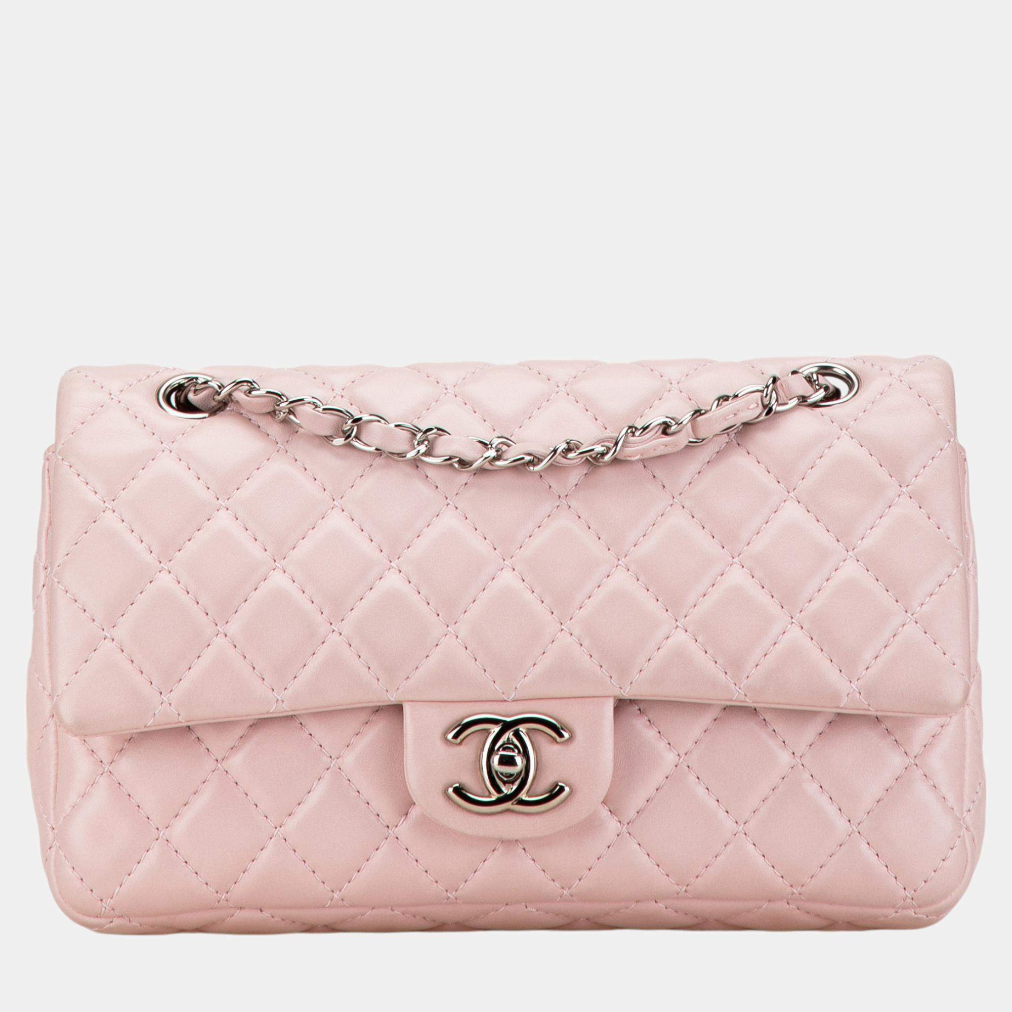 Chanel Pink Medium Classic Lambskin Double Flap