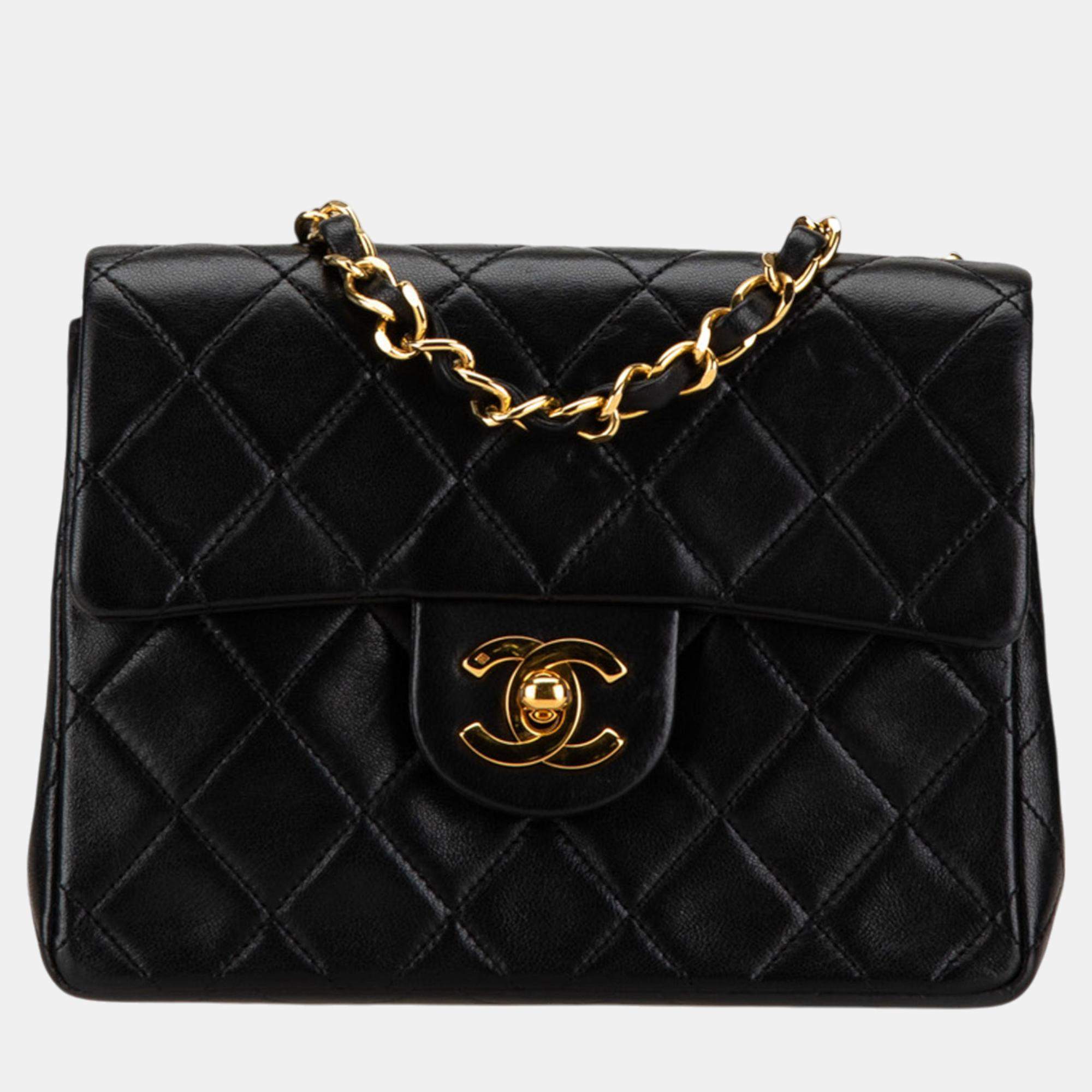 Chanel Black Mini Square Classic Lambskin Flap