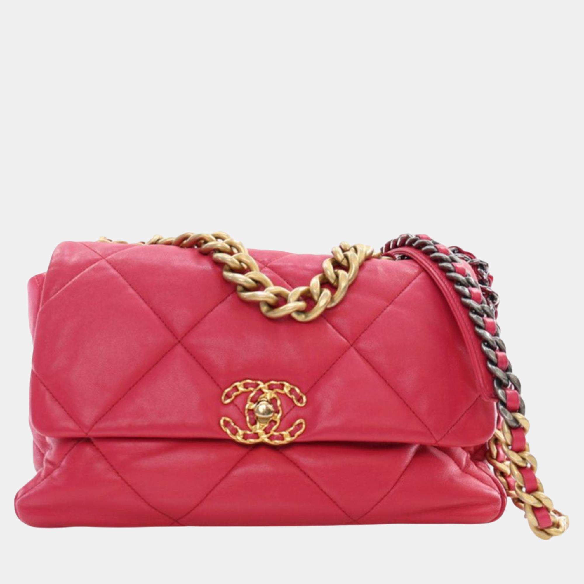 Chanel Pink Large Lambskin 19 Flap