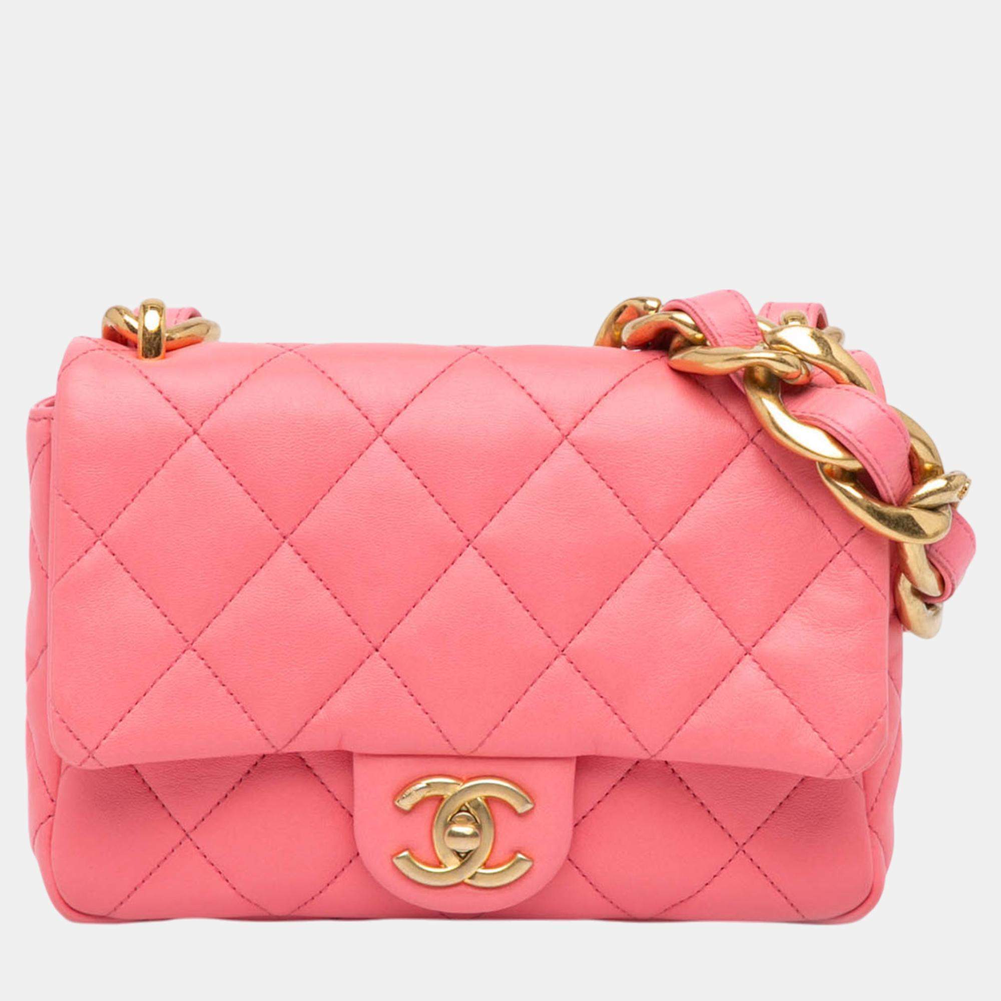 Chanel Pink Small Quilted Lambskin Funky Town Flap