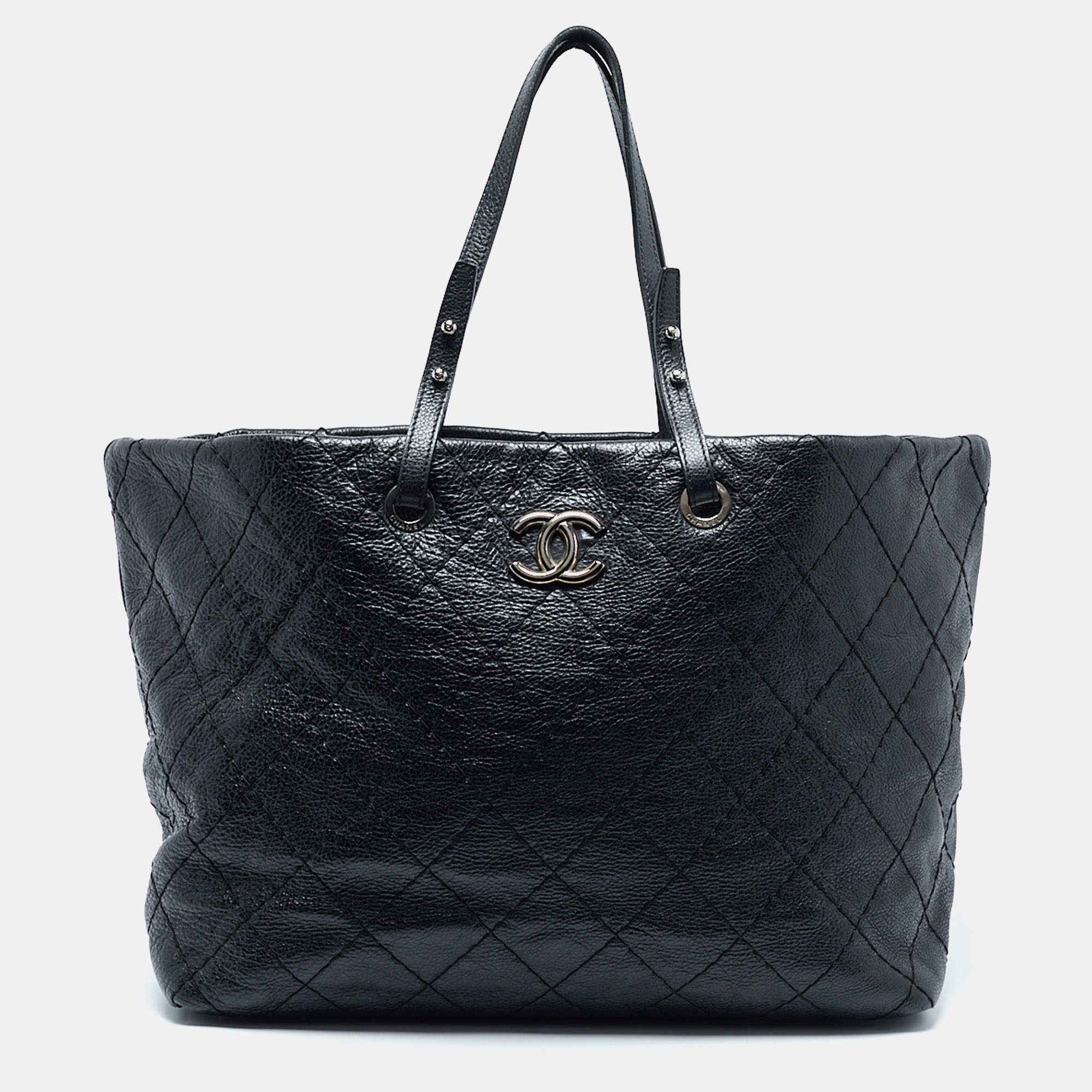 Chanel Black Quilted Leather On the Road Bag