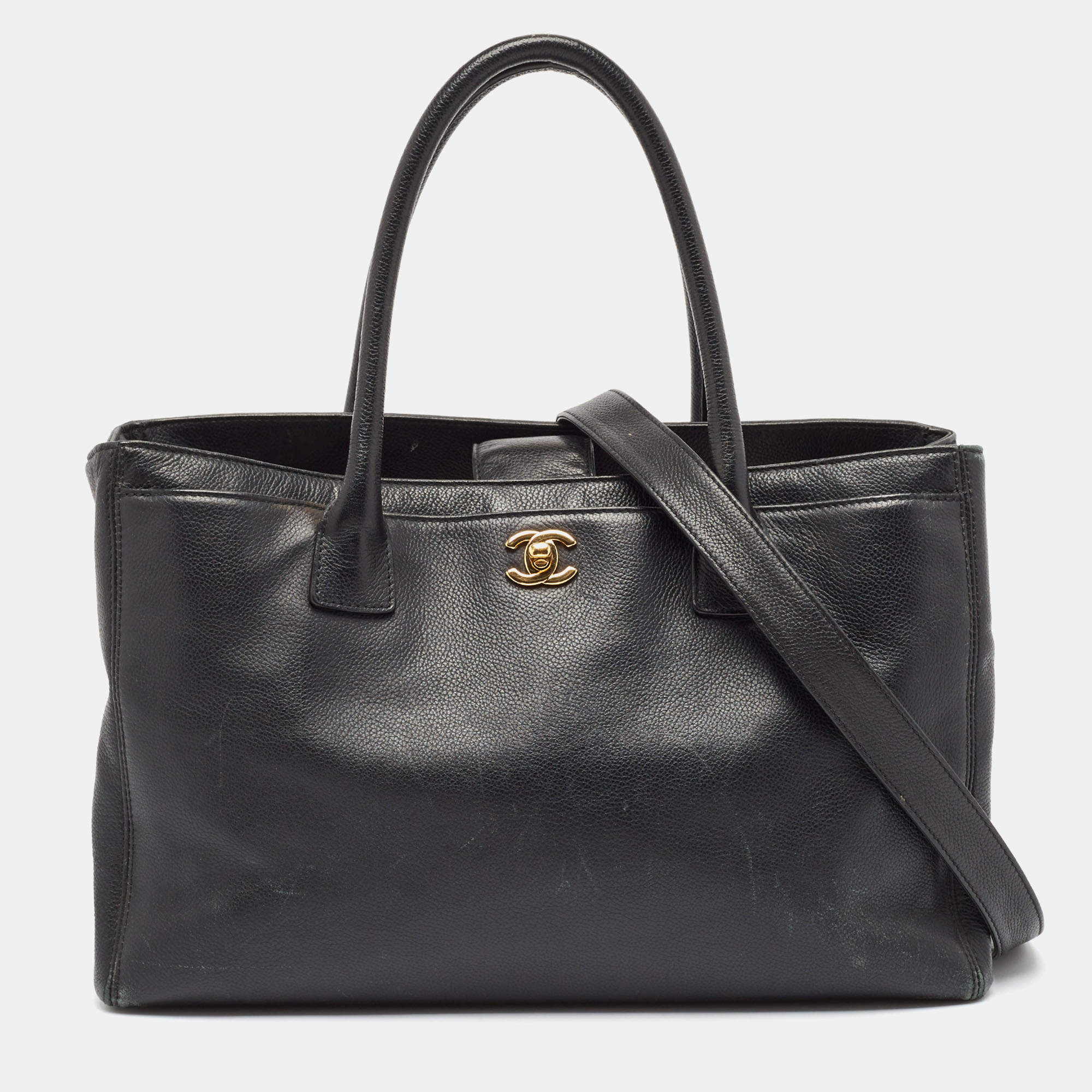 Pre Owned Chanel Black Caviar Leather Large Cerf Executive Tote