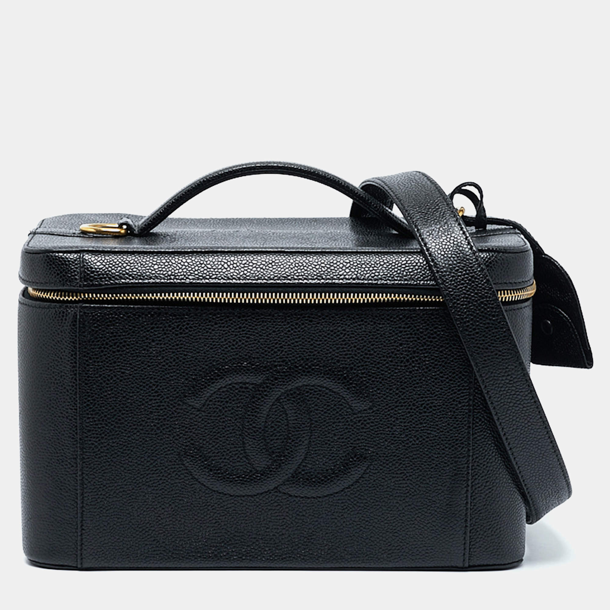 Pre Owned Chanel Black Caviar Leather CC Vanity Case 