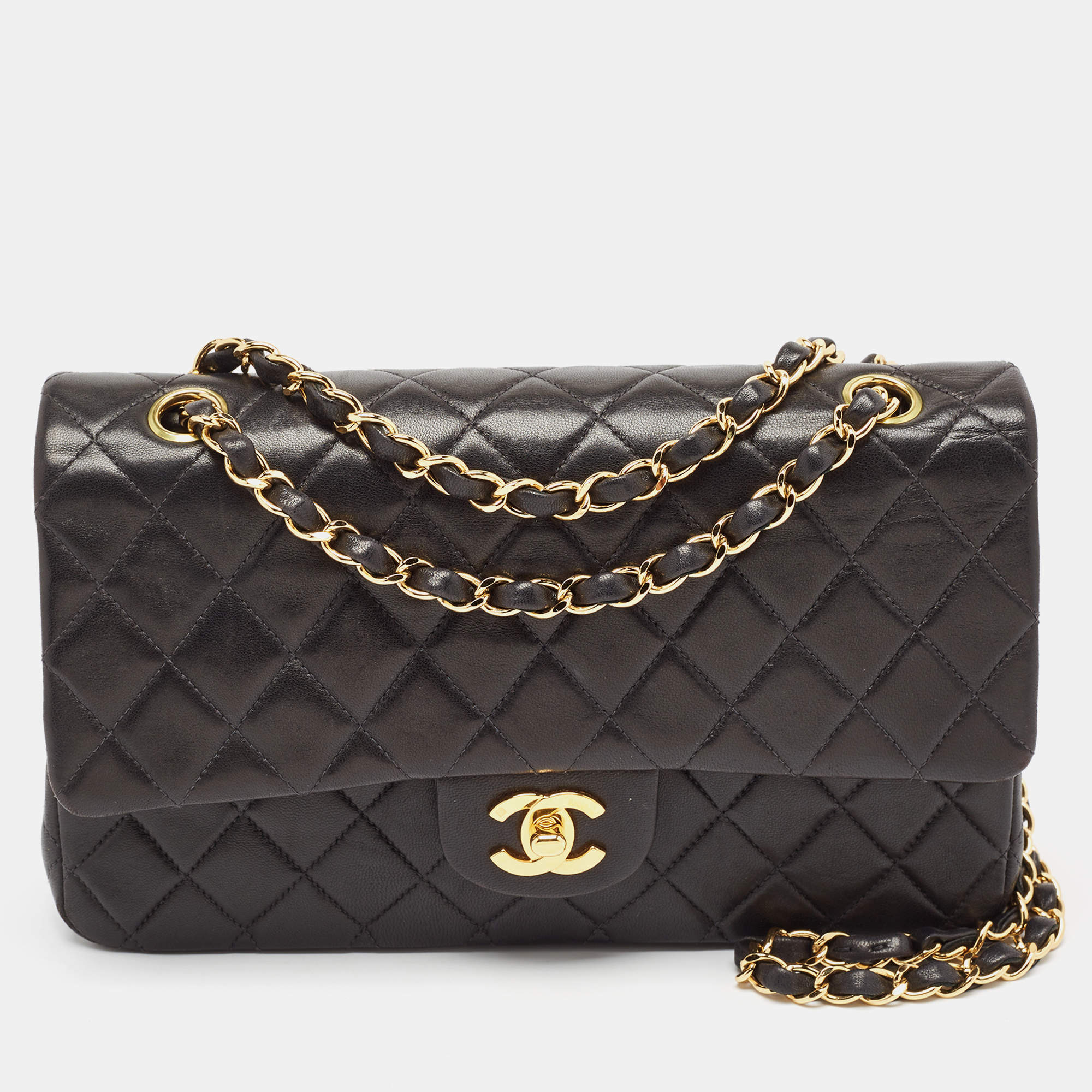Pre Owned Chanel Black Quilted Leather Small Classic Double Flap Bag