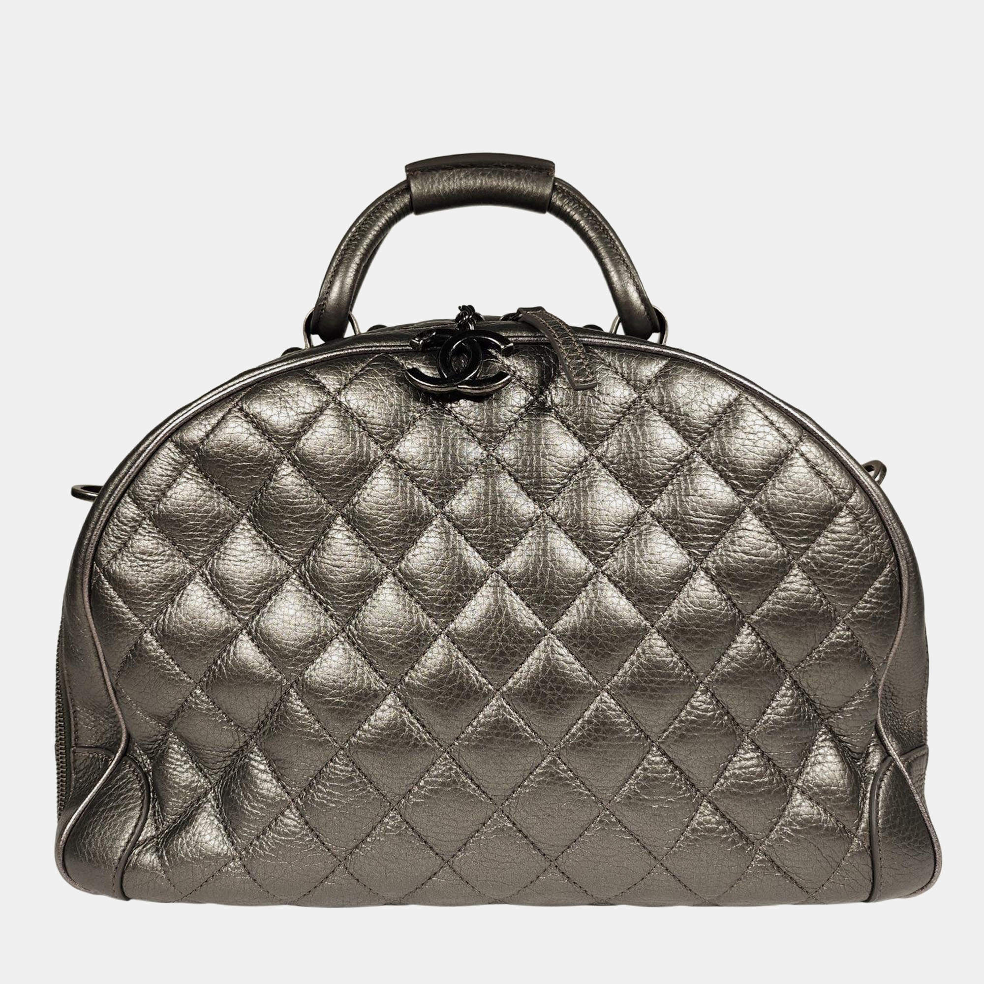 Chanel Leather Round Trip Airline Bowling Bag