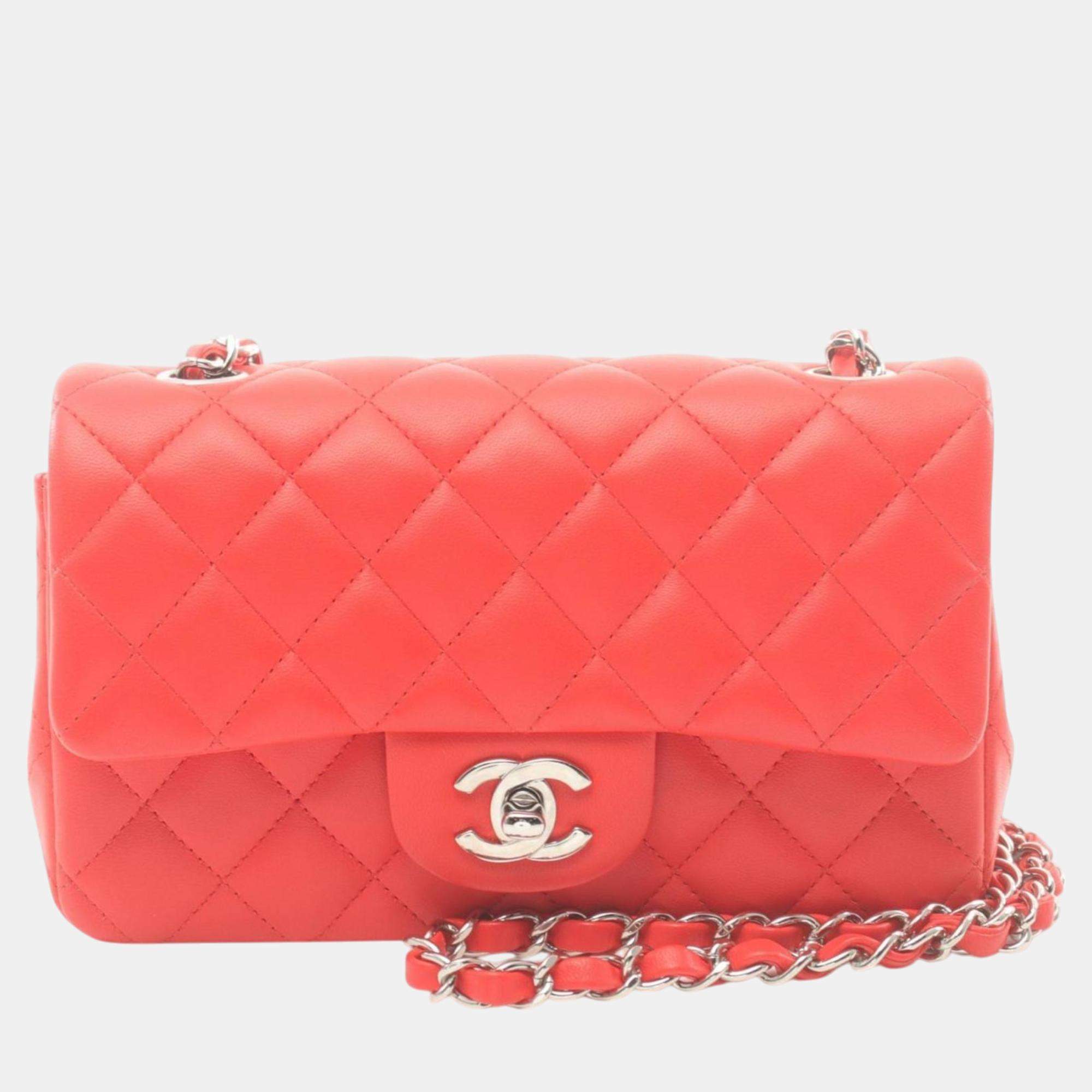 Chanel Red Lambskin Matelasse 20 Shoulder Bag