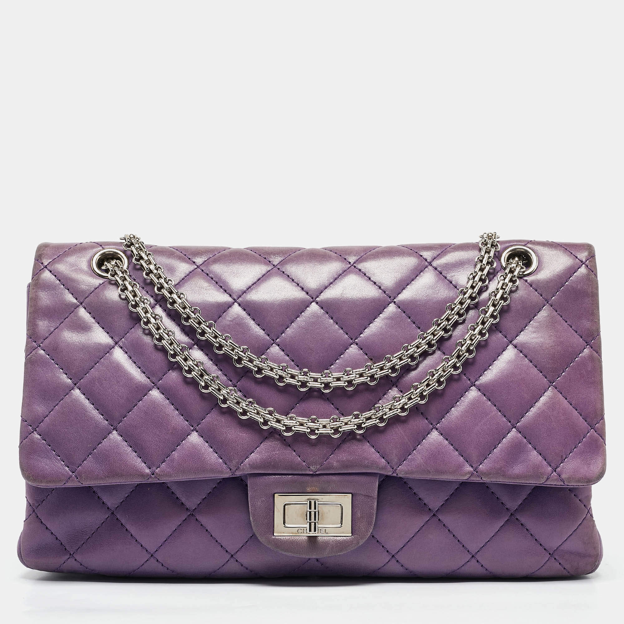 Chanel Purple Quilted Leather Classic 227 Reissue 2.55 Flap Bag