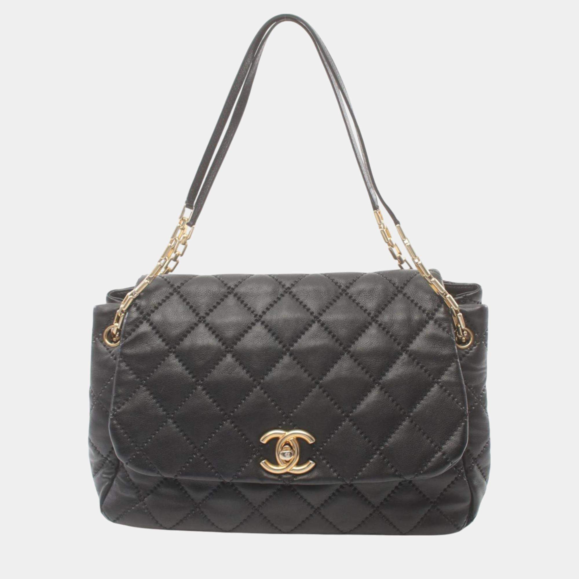 Chanel Leather Black Ultra Stitch Shoulder Bag