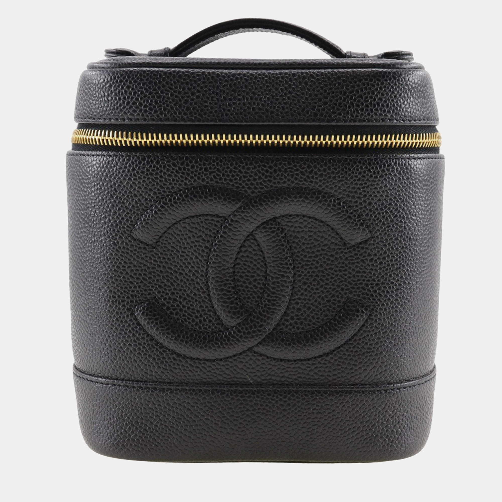 Chanel Black Caviar Vanity Pouch Handbag