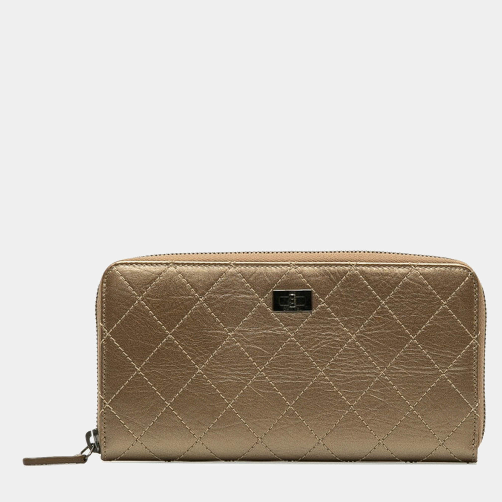 Chanel Matelasse 2.55 Bronze Leather Long Wallet  