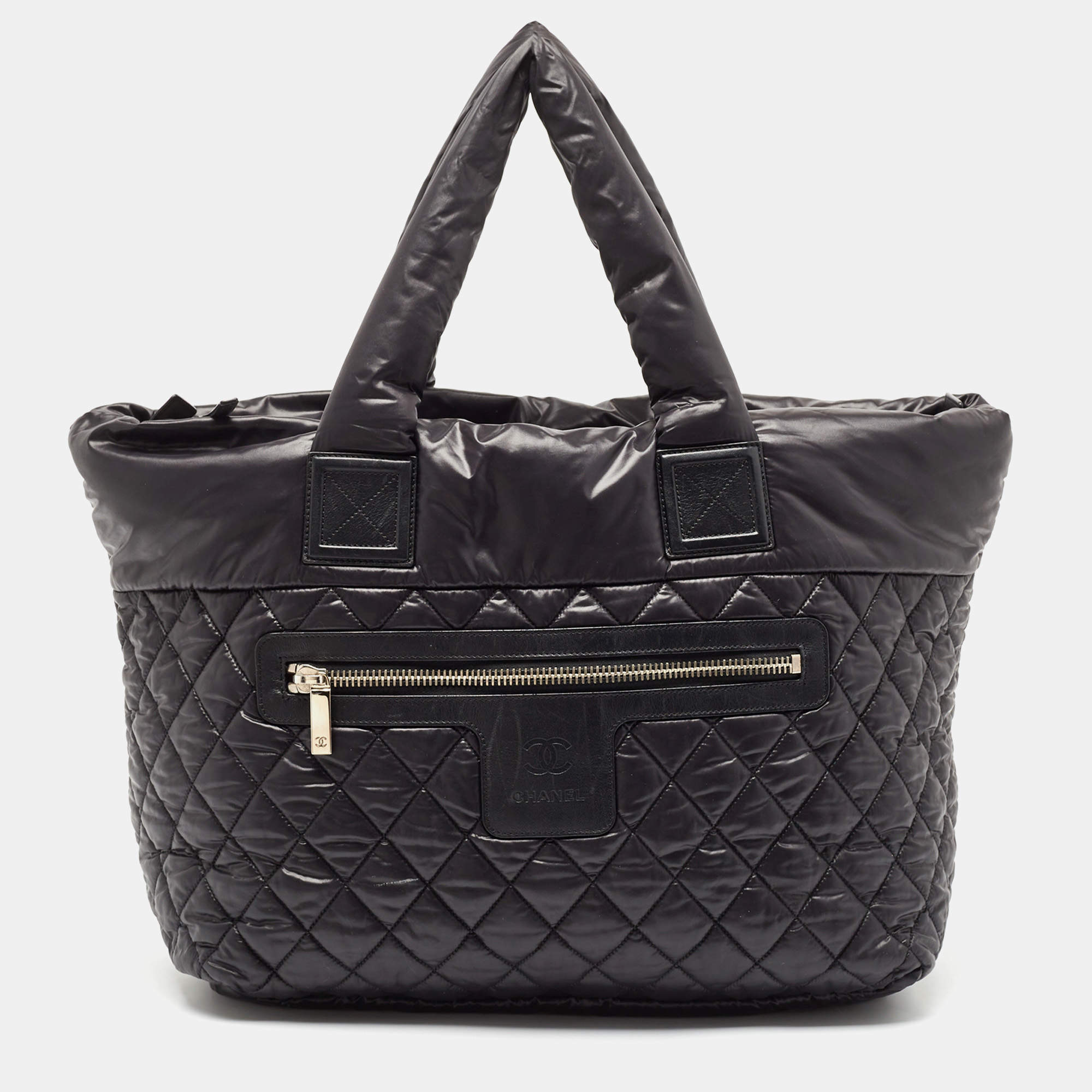 Pre Owned Chanel Black Quilted Nylon Coco Cocoon Tote