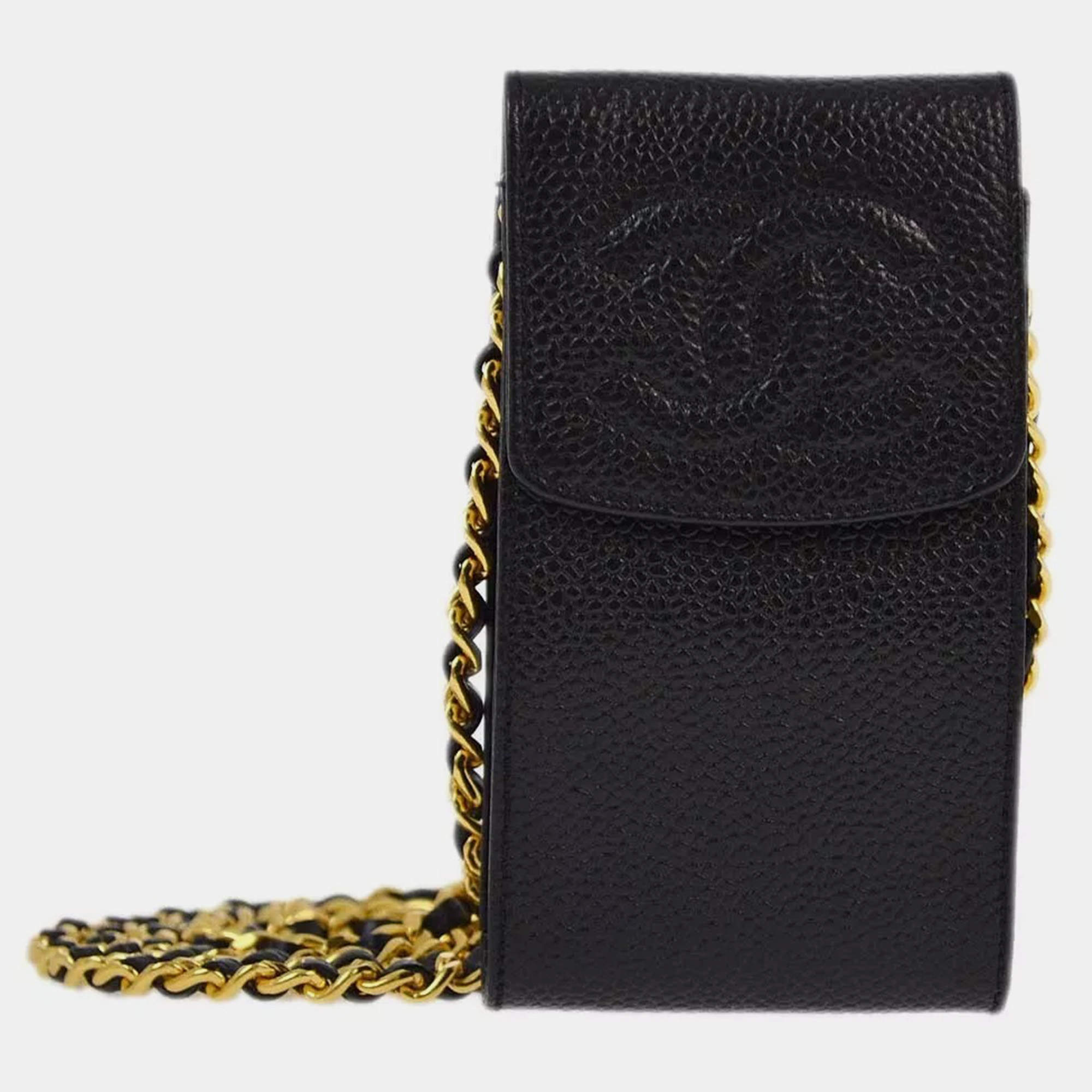 Pre Owned Chanel Black  Calfskin Chain CC Shoulder Bag