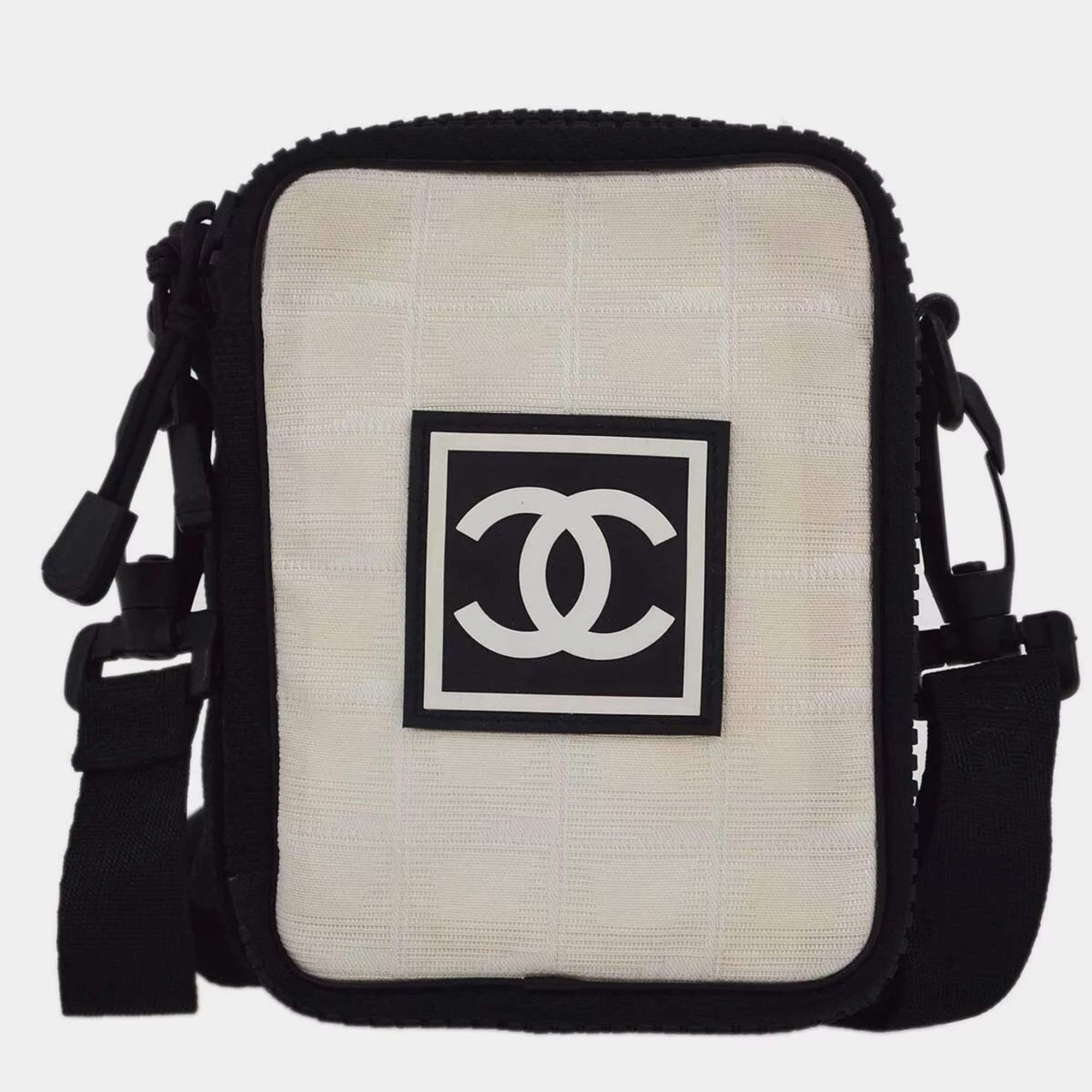 Chanel Beige /Black Travel Sport Line Shoulder Bag