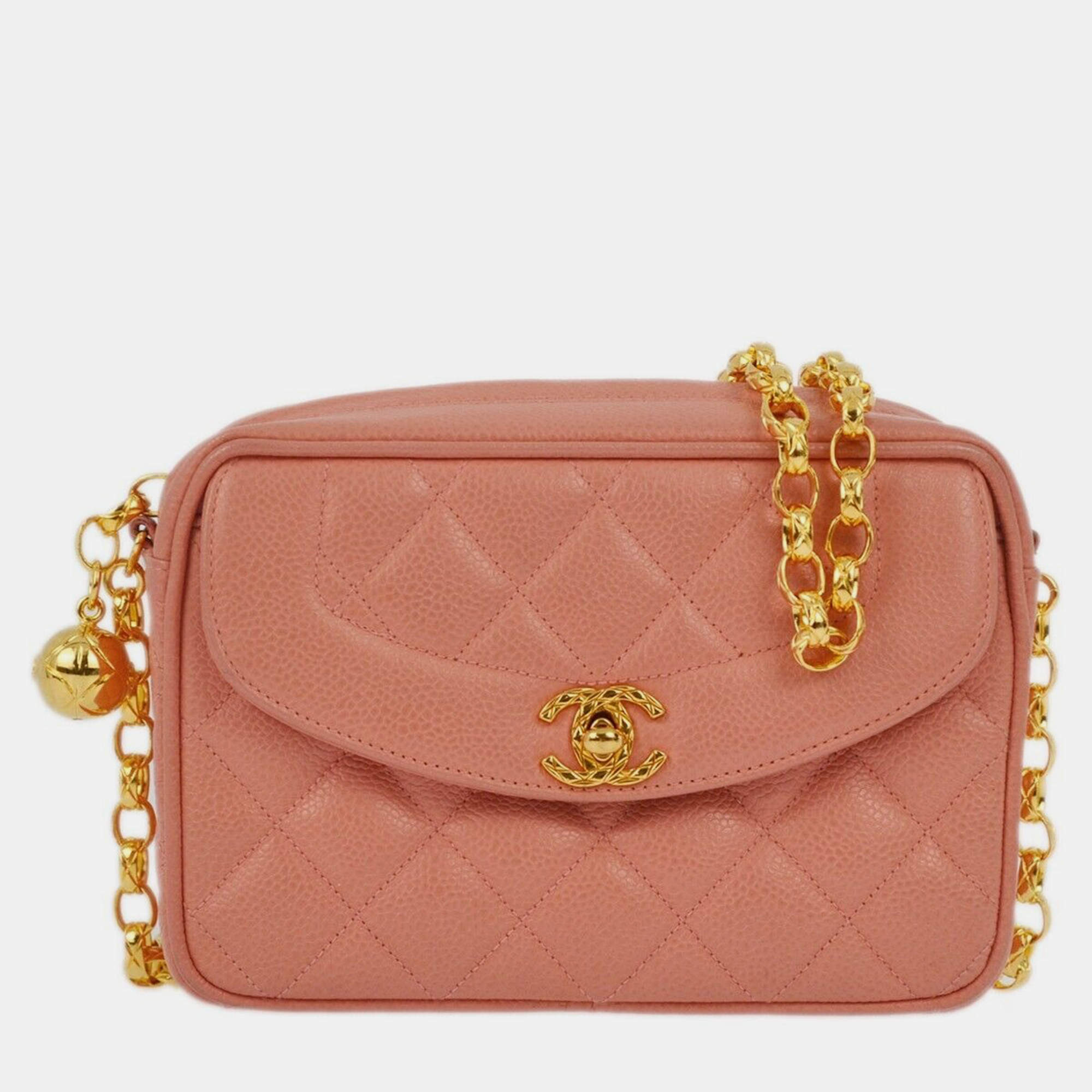 Pre Owned Chanel Pink Calfskin Camera CC Mini Shoulder  Bag