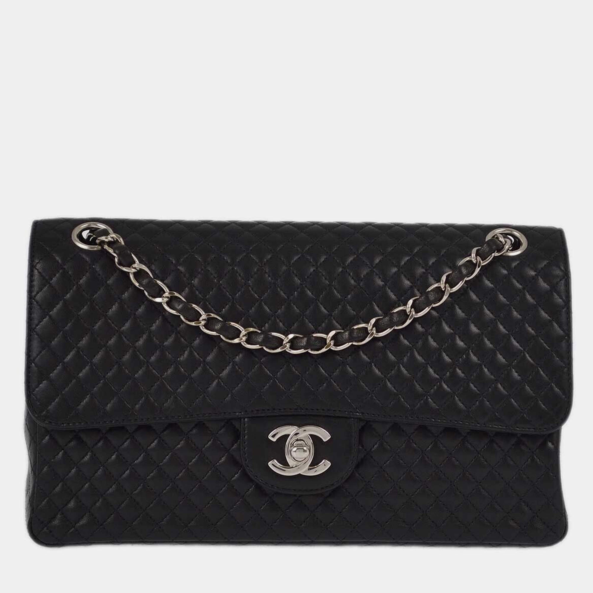 Chanel Black Lambskin Leather Medium Classic Single Flap Bag