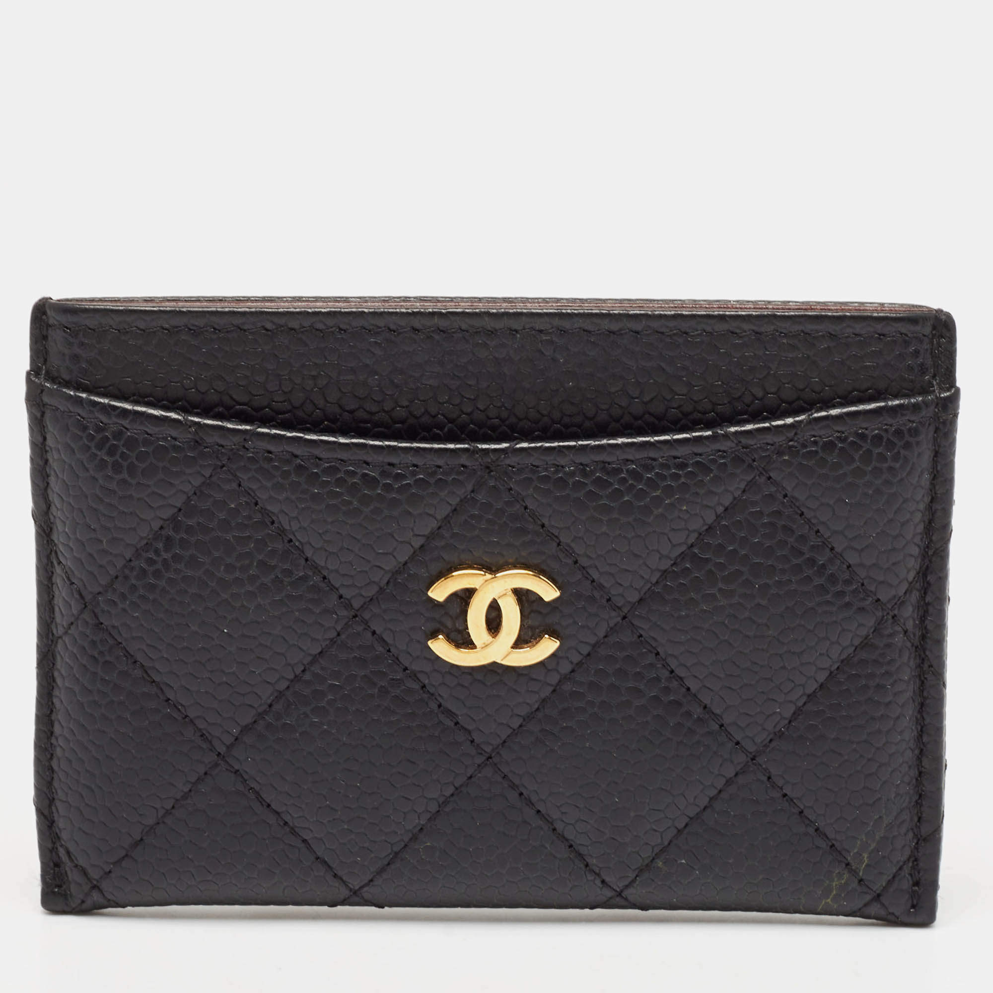 Chanel Black Quilted Caviar Leather CC Card Holder