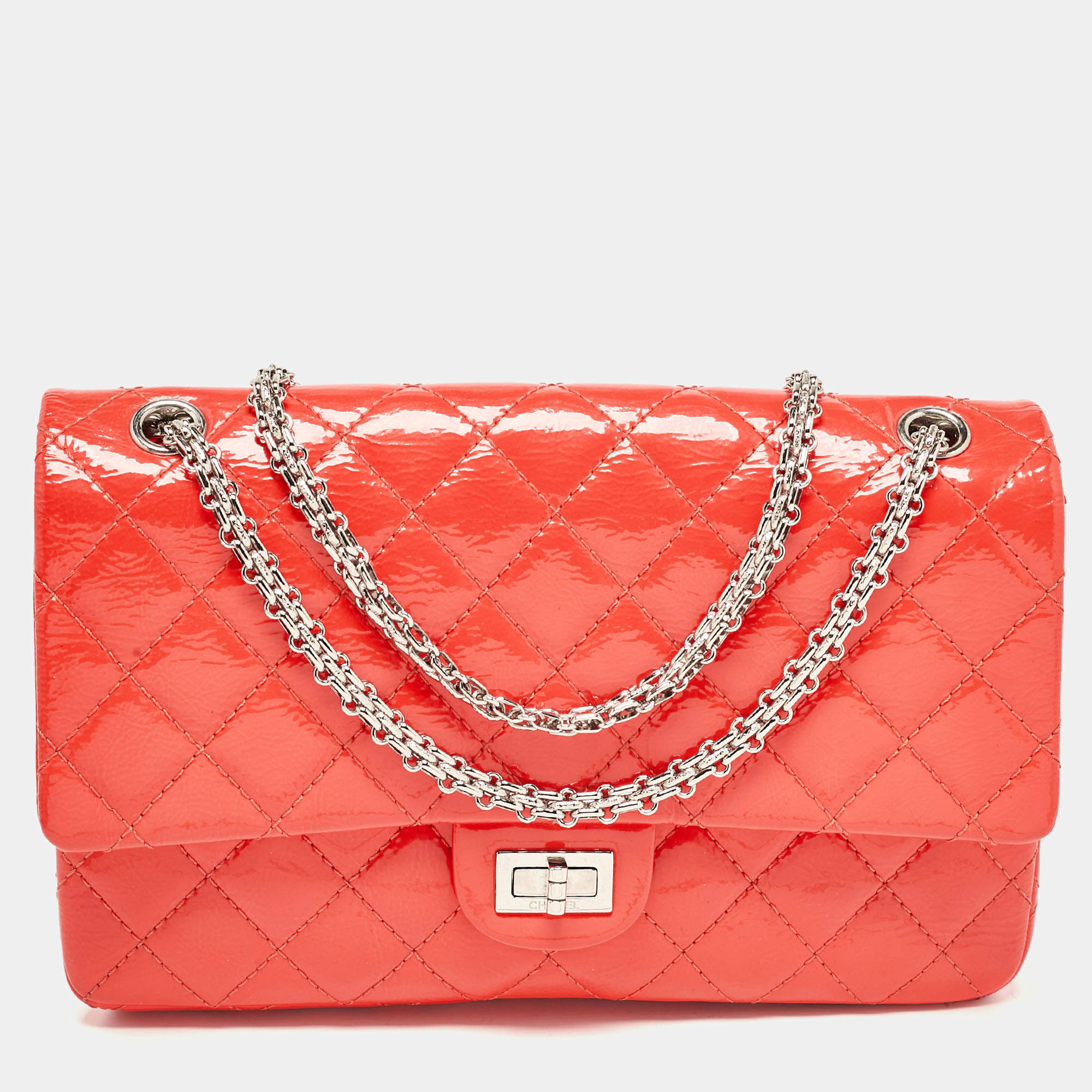 Chanel Orange Quilted Patent Leather 226 Reissue 2.55 Flap Bag