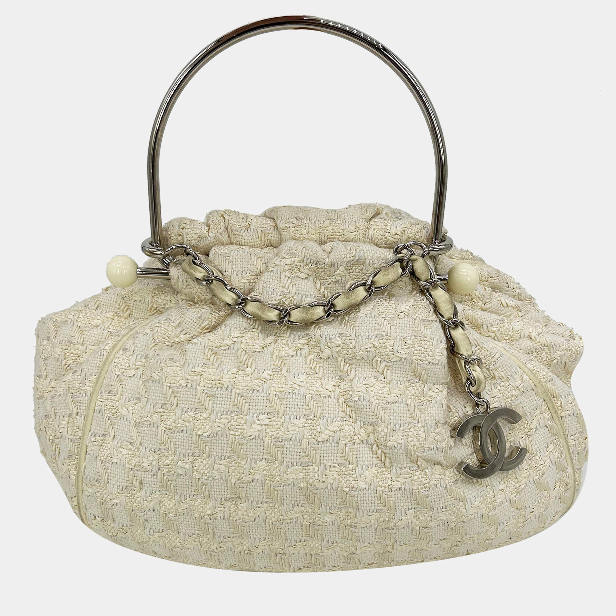 Chanel Cream Tweed Boucle Knitting Bag