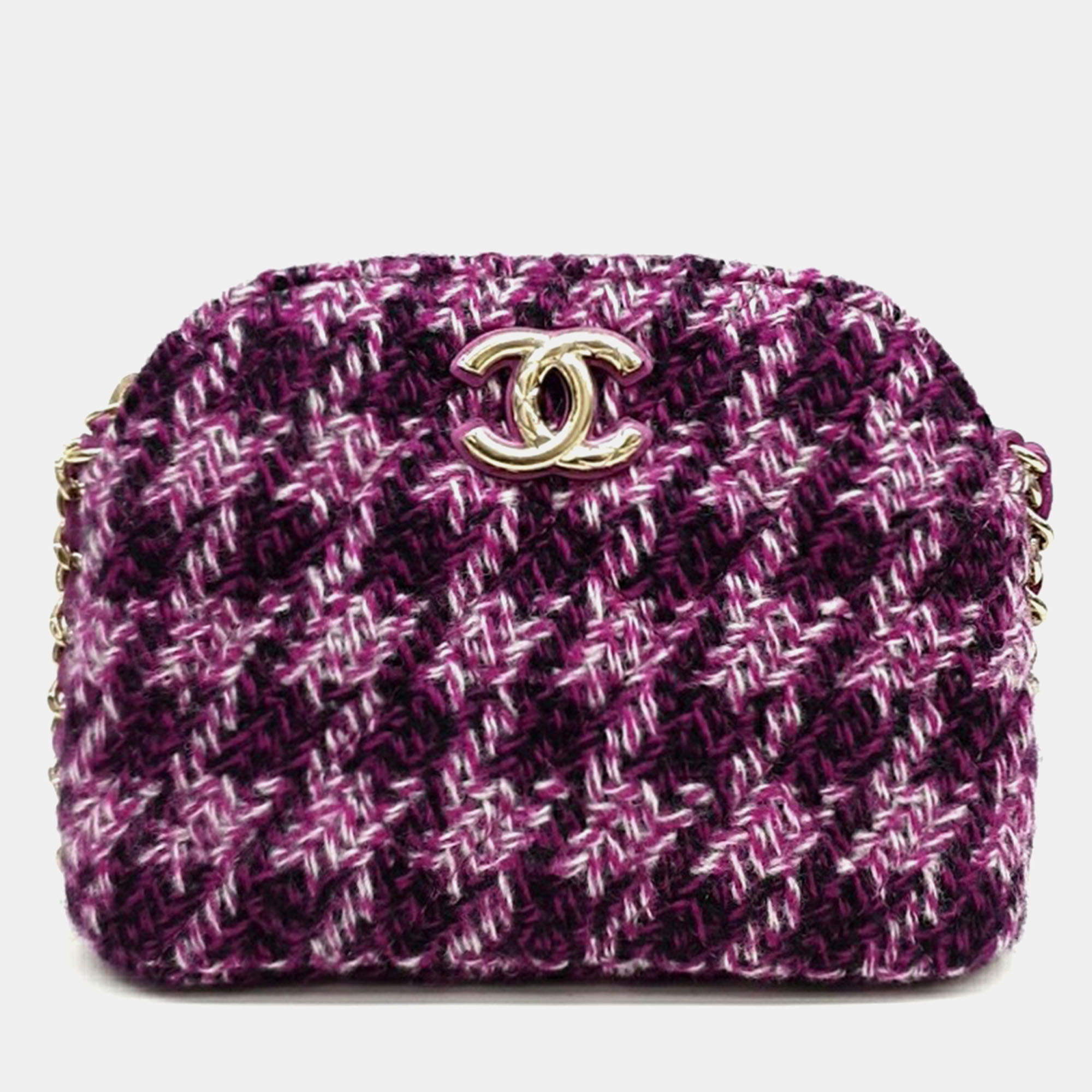 Chanel Beige Canvas Tweed Crossbody Bag
