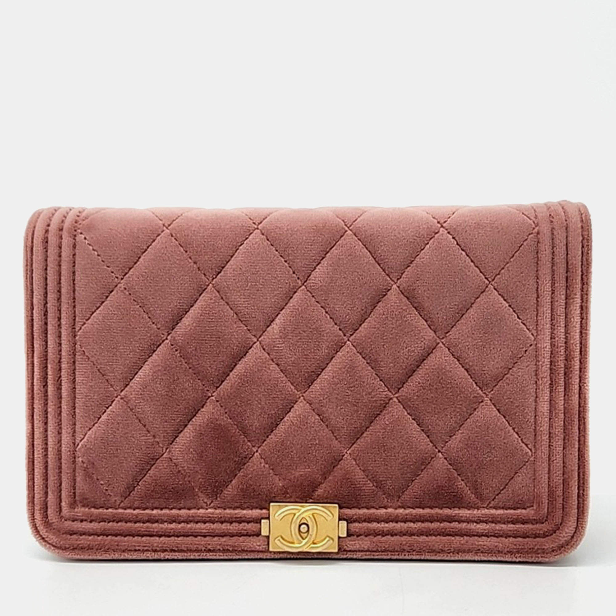 Chanel Pink Velvet Boy WOC Mini Crossbody Bag