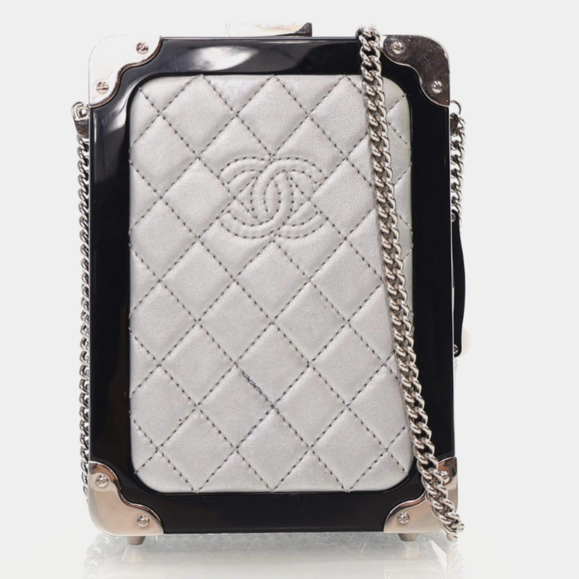Chanel Silver Evening In The Air Trolley Minaudiere
