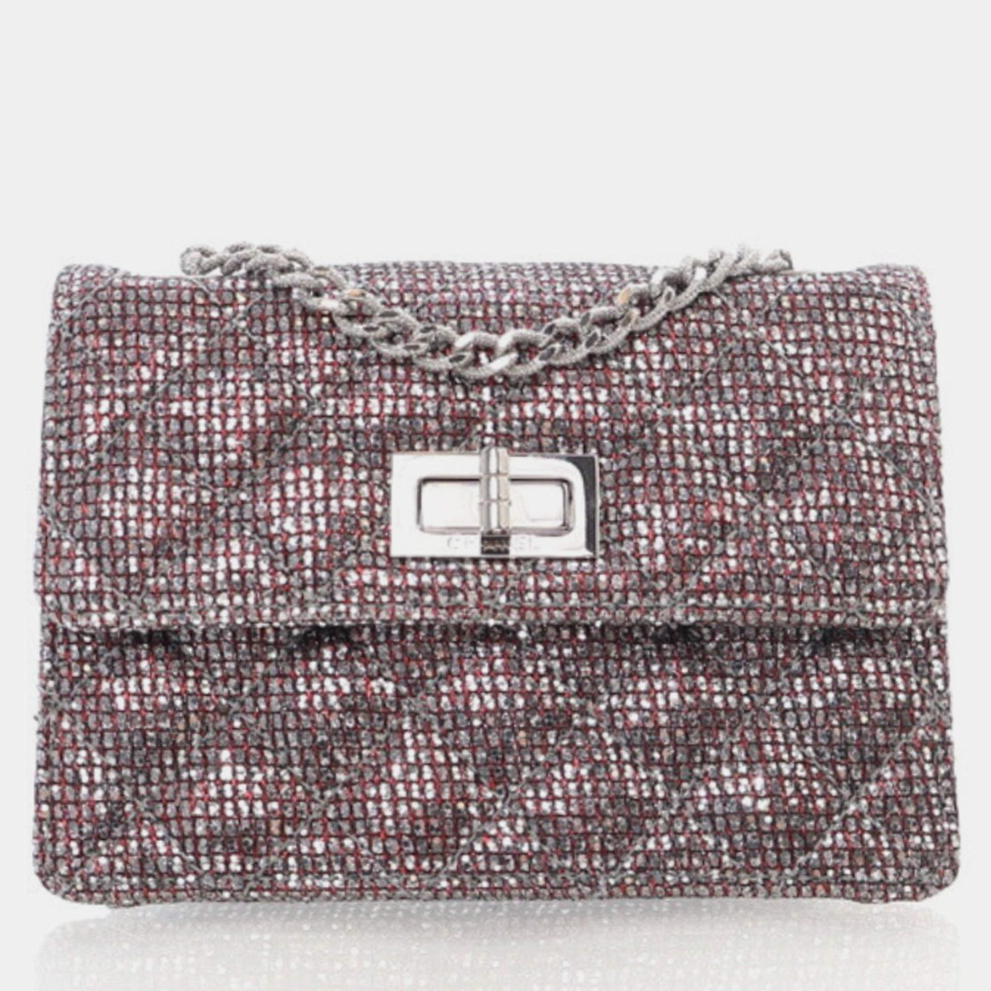 Pre Owned Chanel Mini Glitter Canvas Mademoiselle 2.55 Flap Bag