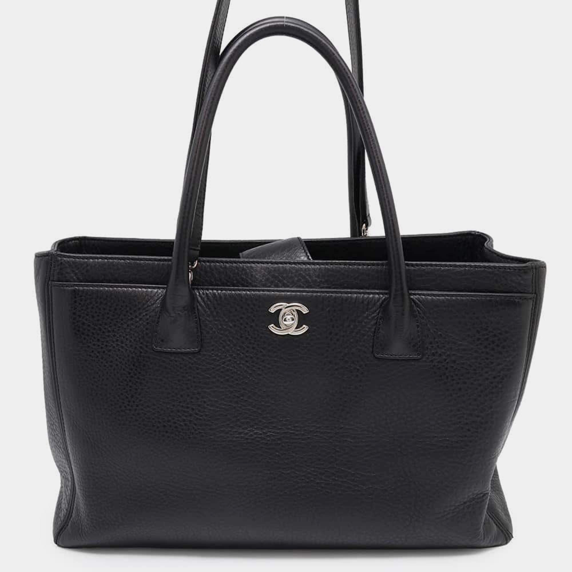 Pre Owned Chanel Black Leather CC Executive Tote Bag
