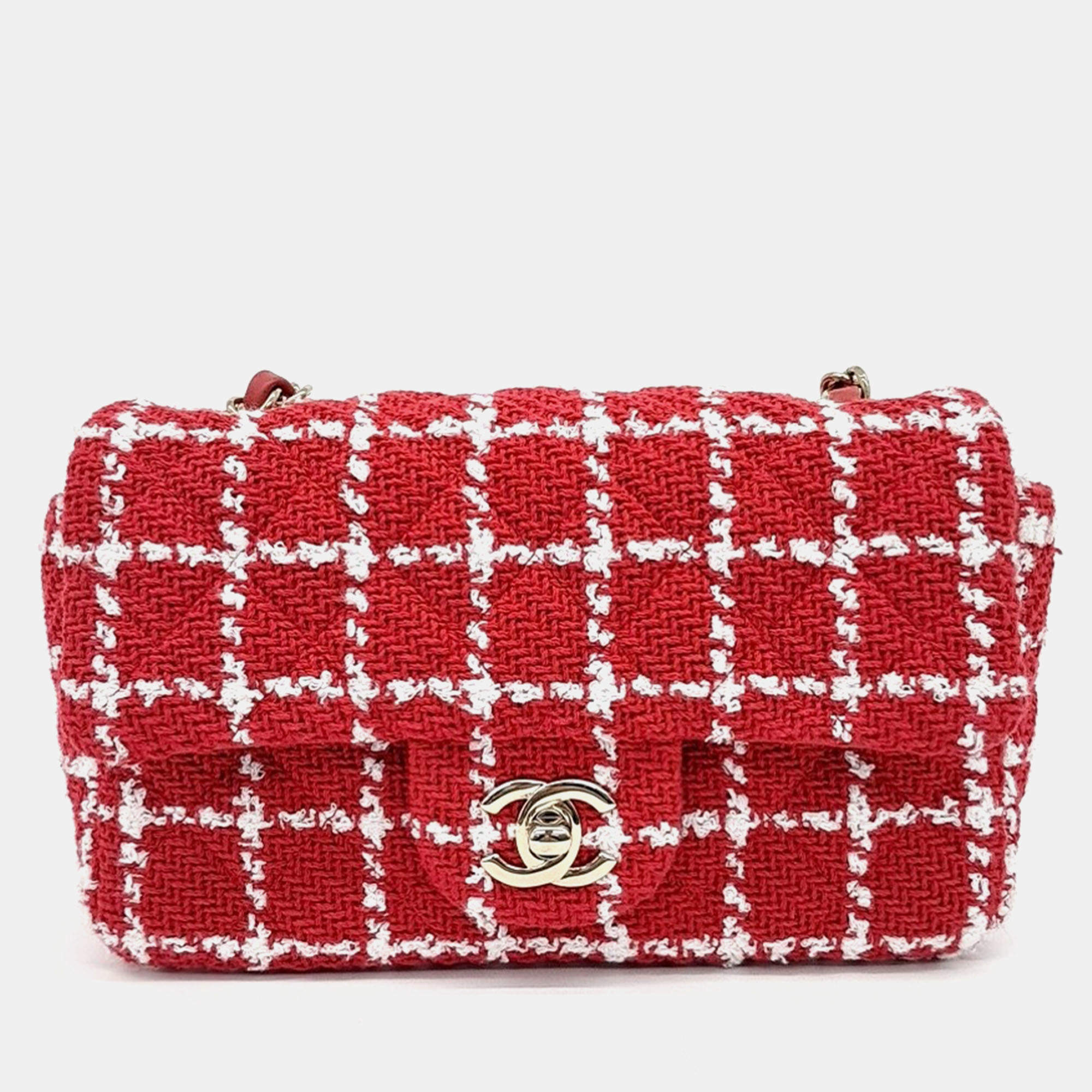 Chanel Red Tweed Classic Mini Crossbody Bag